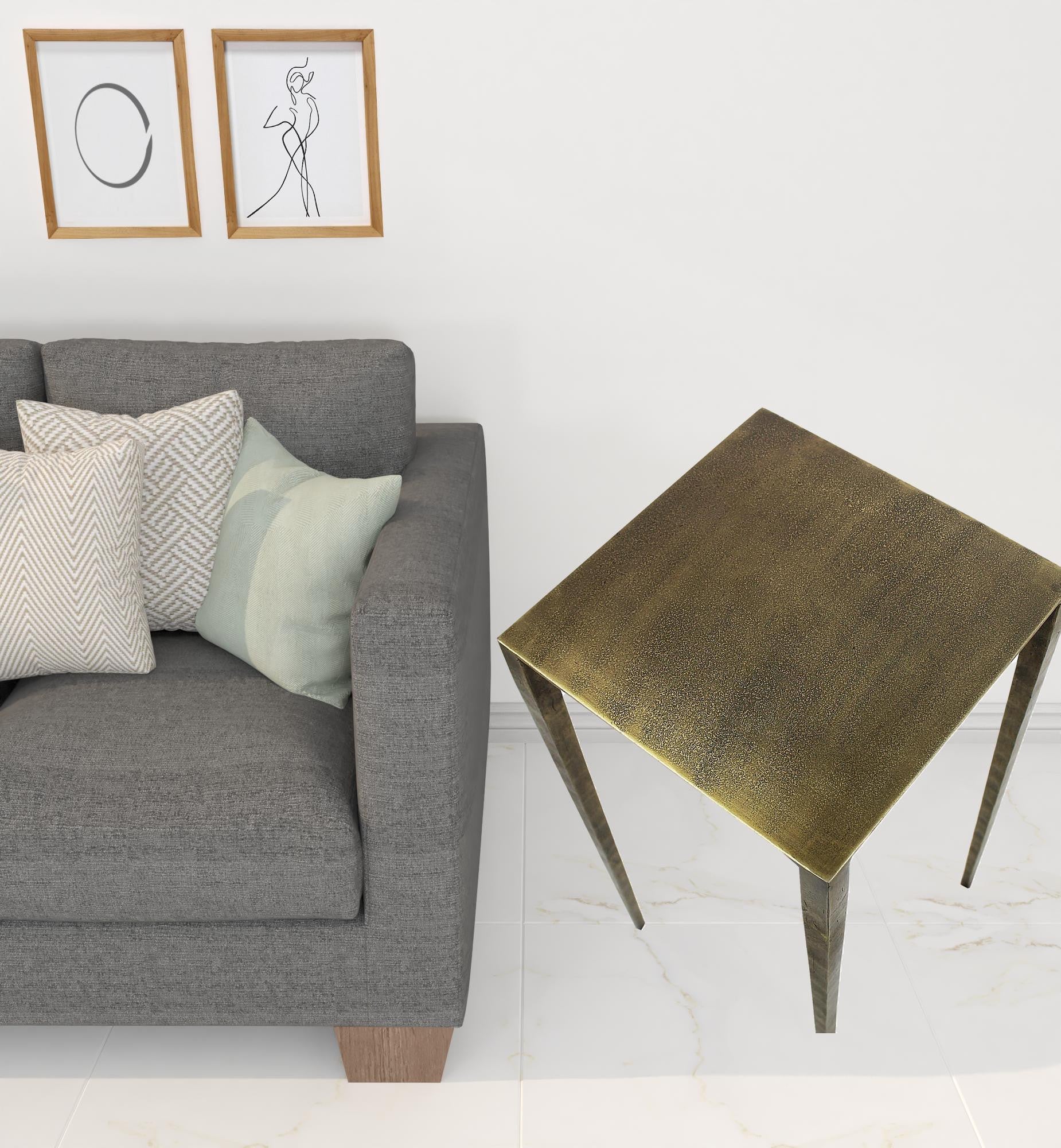 24" Brass Iron Square End Table By Homeroots - Image 3