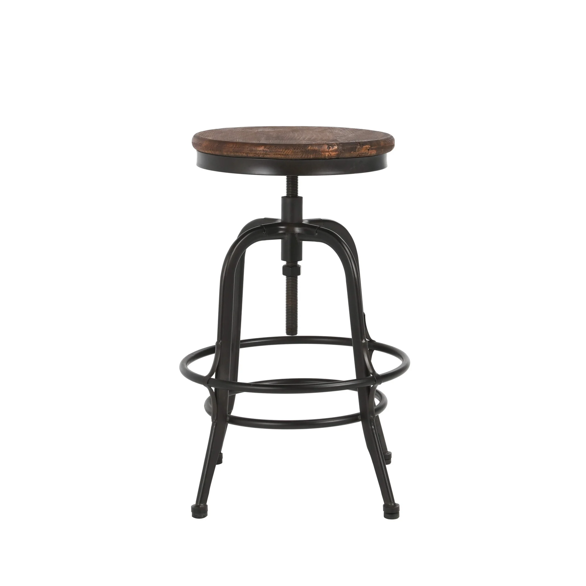 24" Brown And Black Iron Backless Adjustable Height Bar Chair With Footrest By Homeroots - Image 2