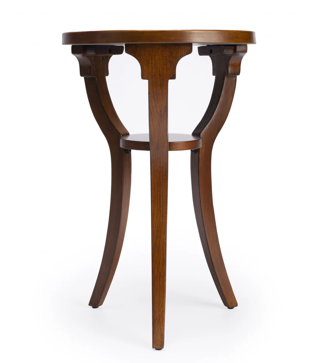 24" Brown And Olive Ash Manufactured Wood Round End Table With Shelf By Homeroots - Image 4
