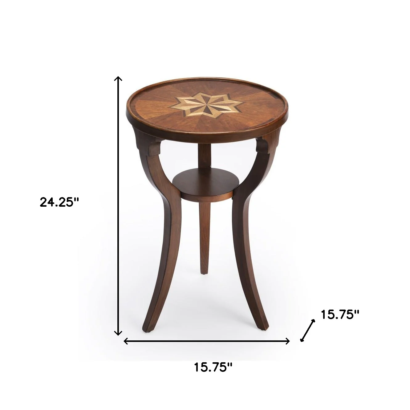 24" Brown And Olive Ash Manufactured Wood Round End Table With Shelf By Homeroots - Image 6