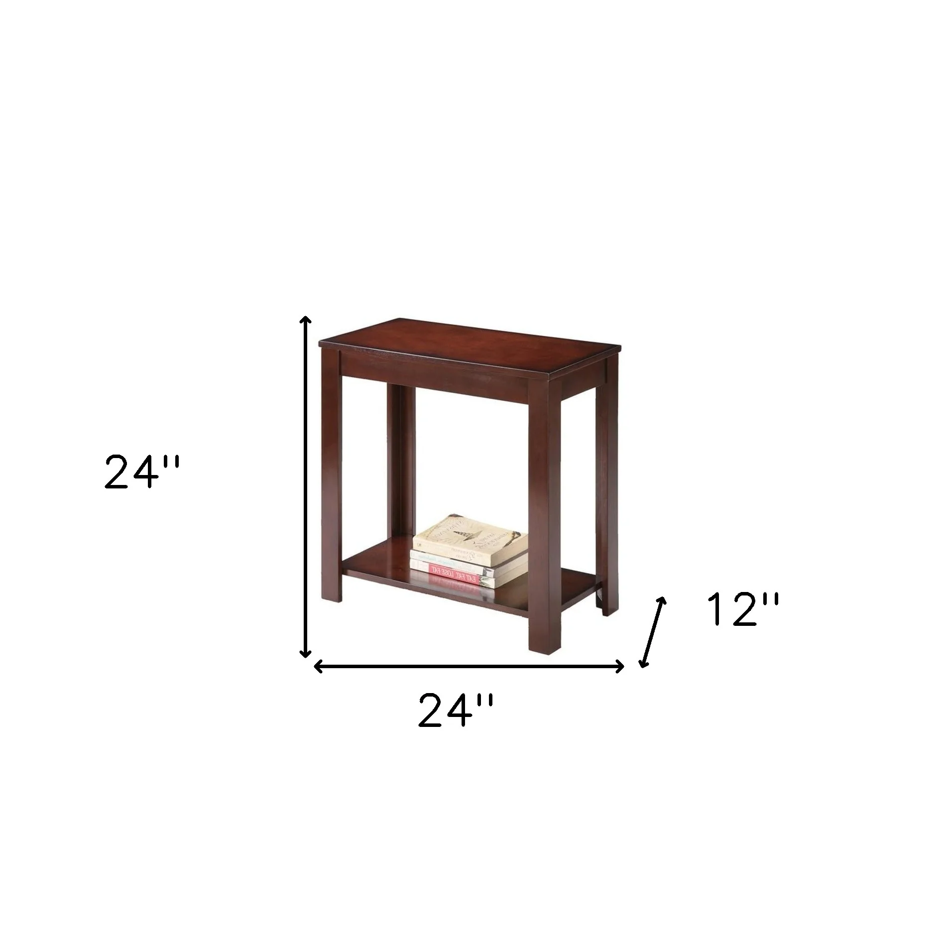 24" Brown End Table With Shelf By Homeroots - Image 6