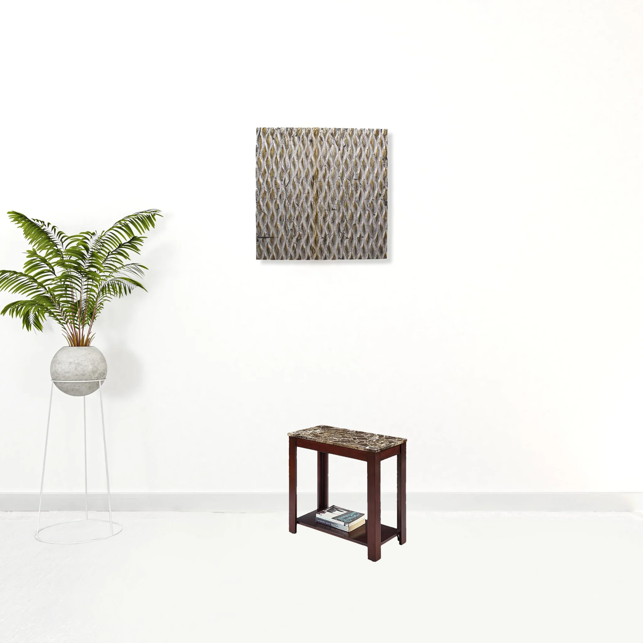 24" Brown Faux Marble End Table With Shelf By Homeroots - Image 3