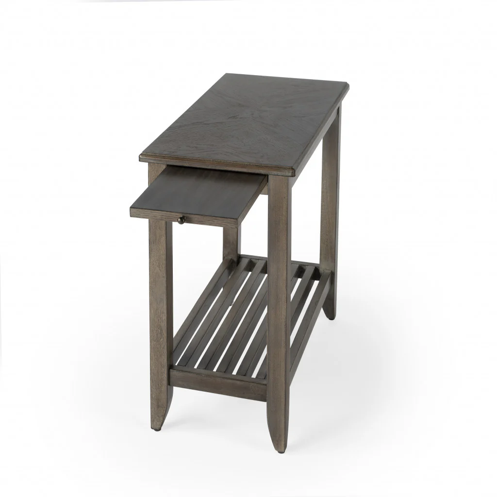24" Brown Gray Rectangular End Table With Shelf By Homeroots - Image 2