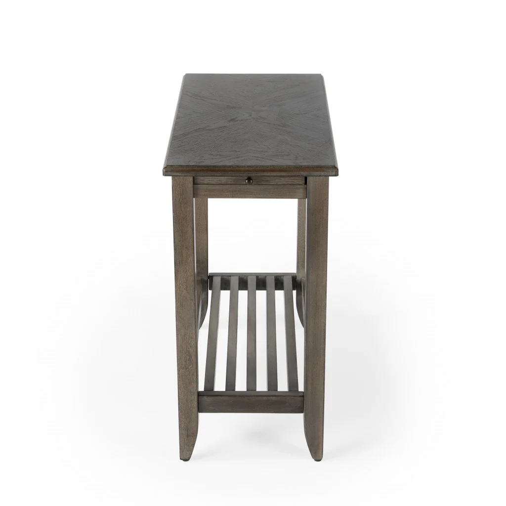24" Brown Gray Rectangular End Table With Shelf By Homeroots - Image 3