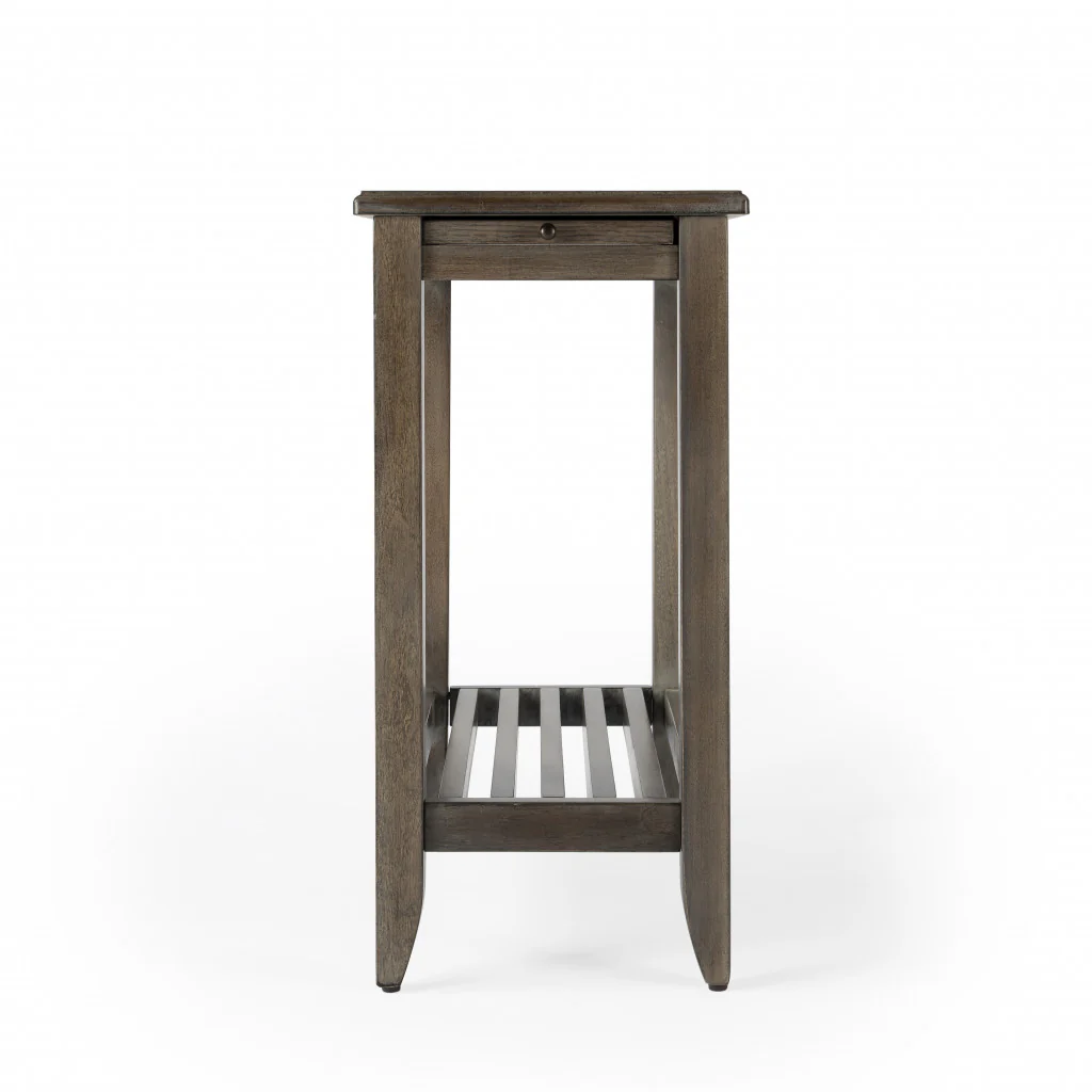 24" Brown Gray Rectangular End Table With Shelf By Homeroots - Image 4