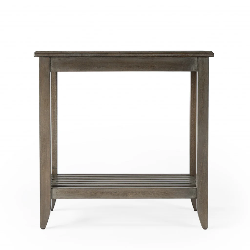 24" Brown Gray Rectangular End Table With Shelf By Homeroots - Image 5