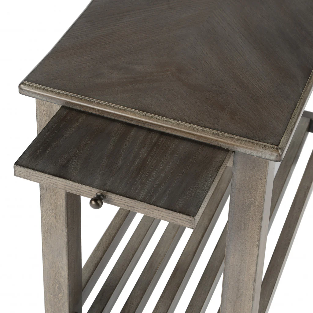 24" Brown Gray Rectangular End Table With Shelf By Homeroots - Image 7