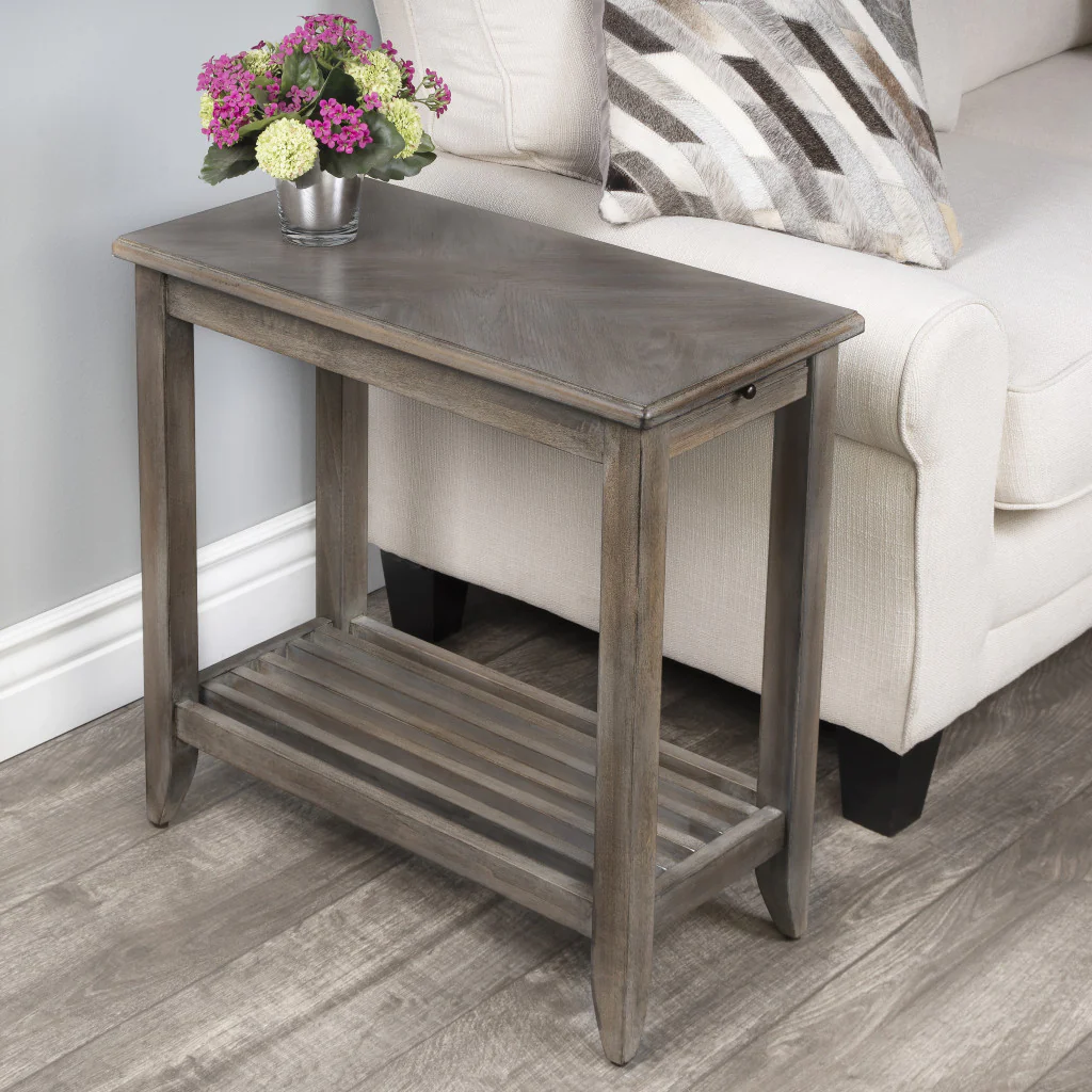 24" Brown Gray Rectangular End Table With Shelf By Homeroots - Image 8