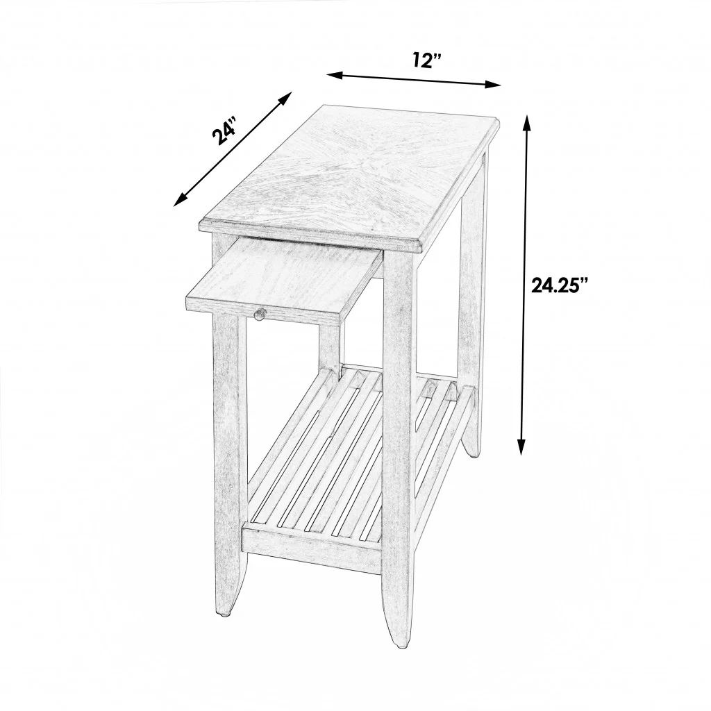 24" Brown Gray Rectangular End Table With Shelf By Homeroots - Image 9