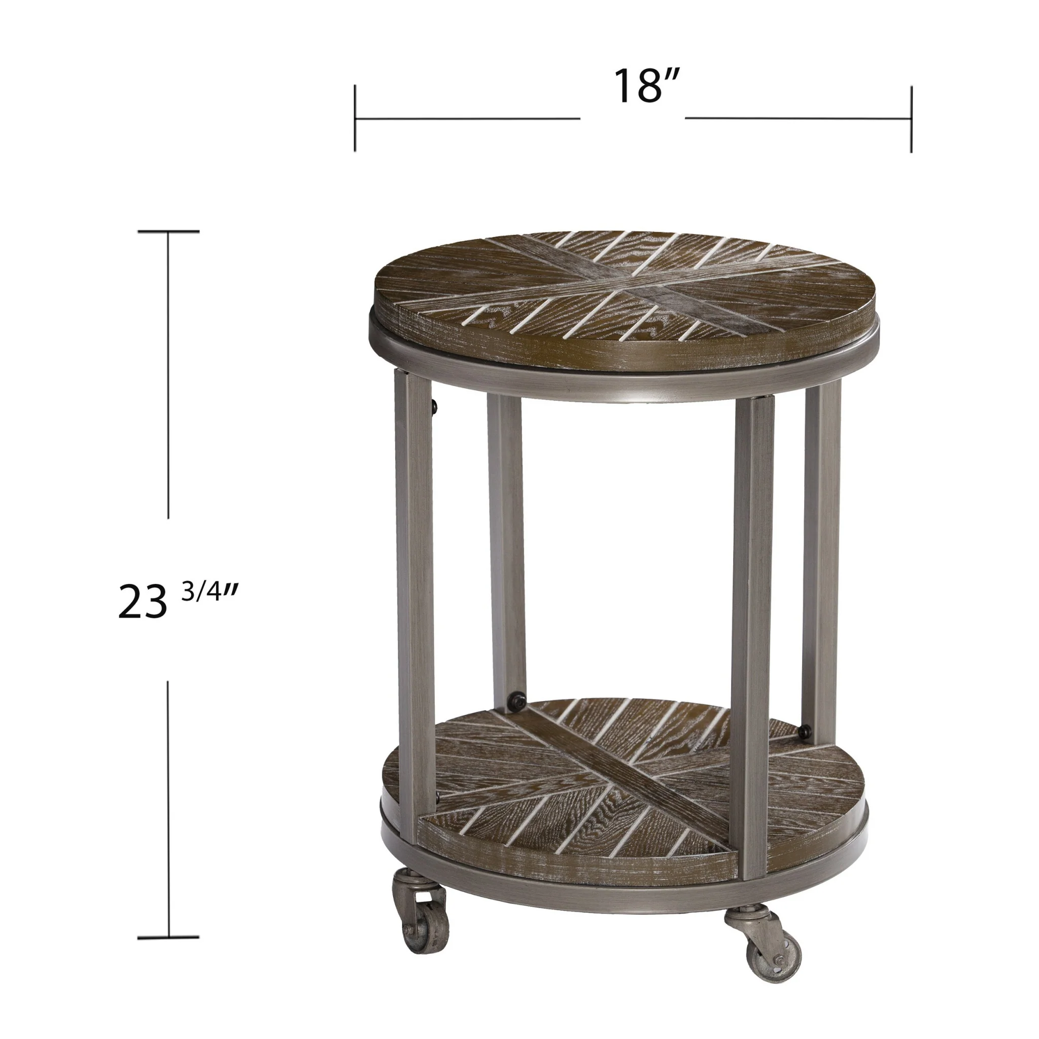 24" Brown Manufactured Wood And Iron Round End Table With Shelf By Homeroots - Image 6