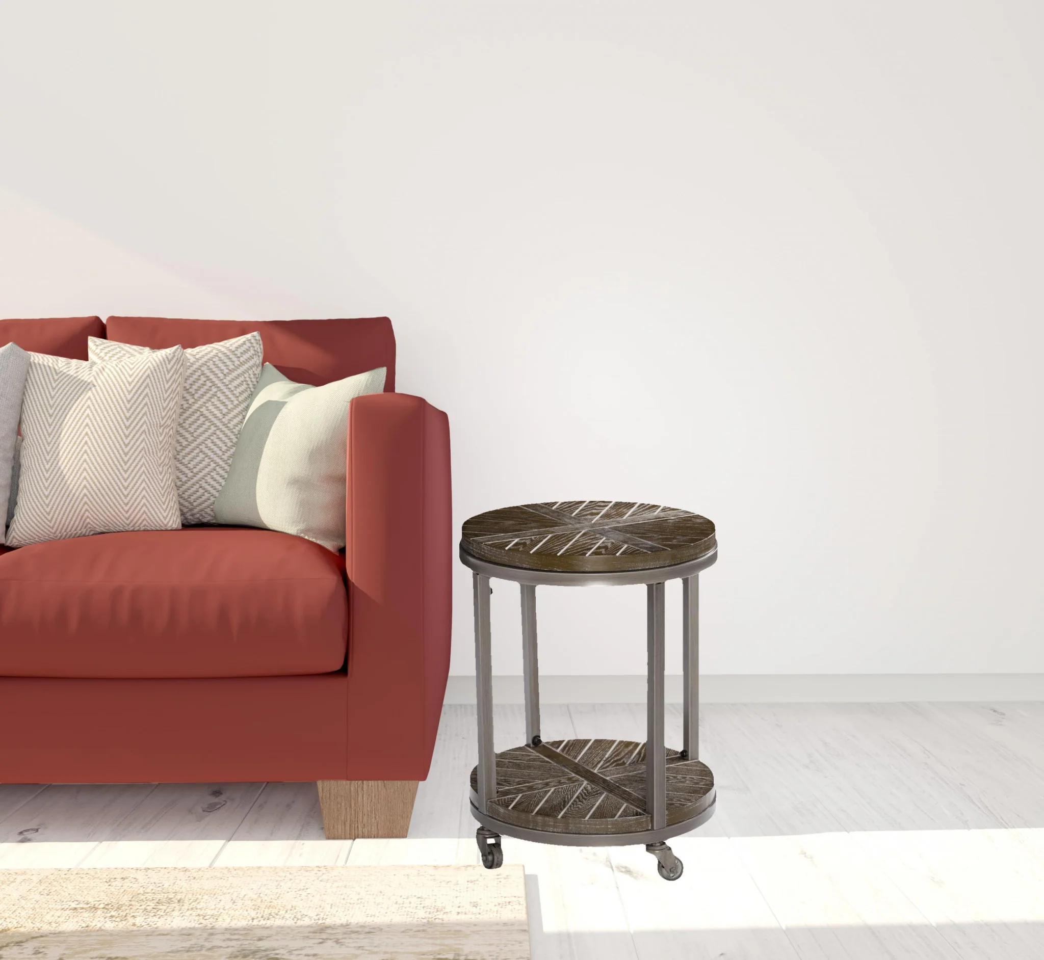 24" Brown Manufactured Wood And Iron Round End Table With Shelf By Homeroots - Image 7