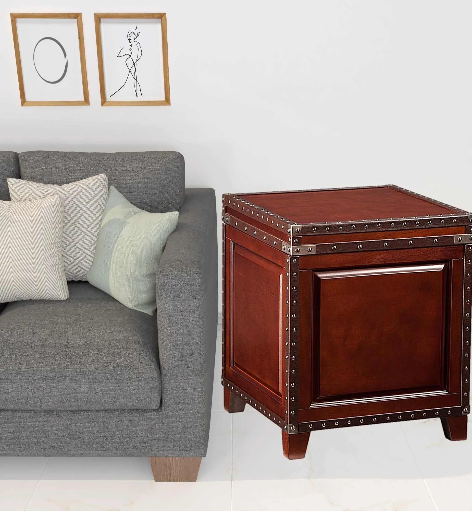 24" Brown Manufactured Wood And Solid Wood Square End Table By Homeroots - Image 7