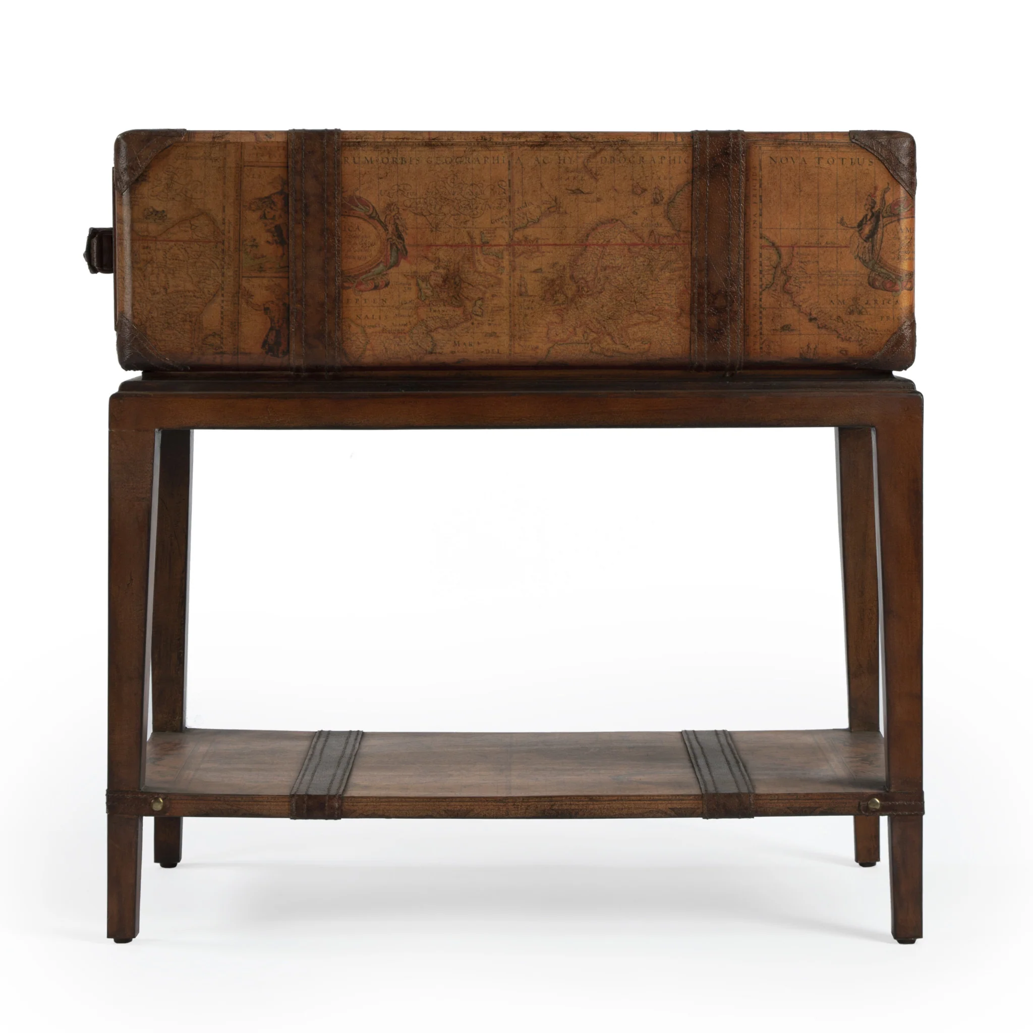 24" Brown Old World Map End Table With Drawer And Shelf By Homeroots - Image 4