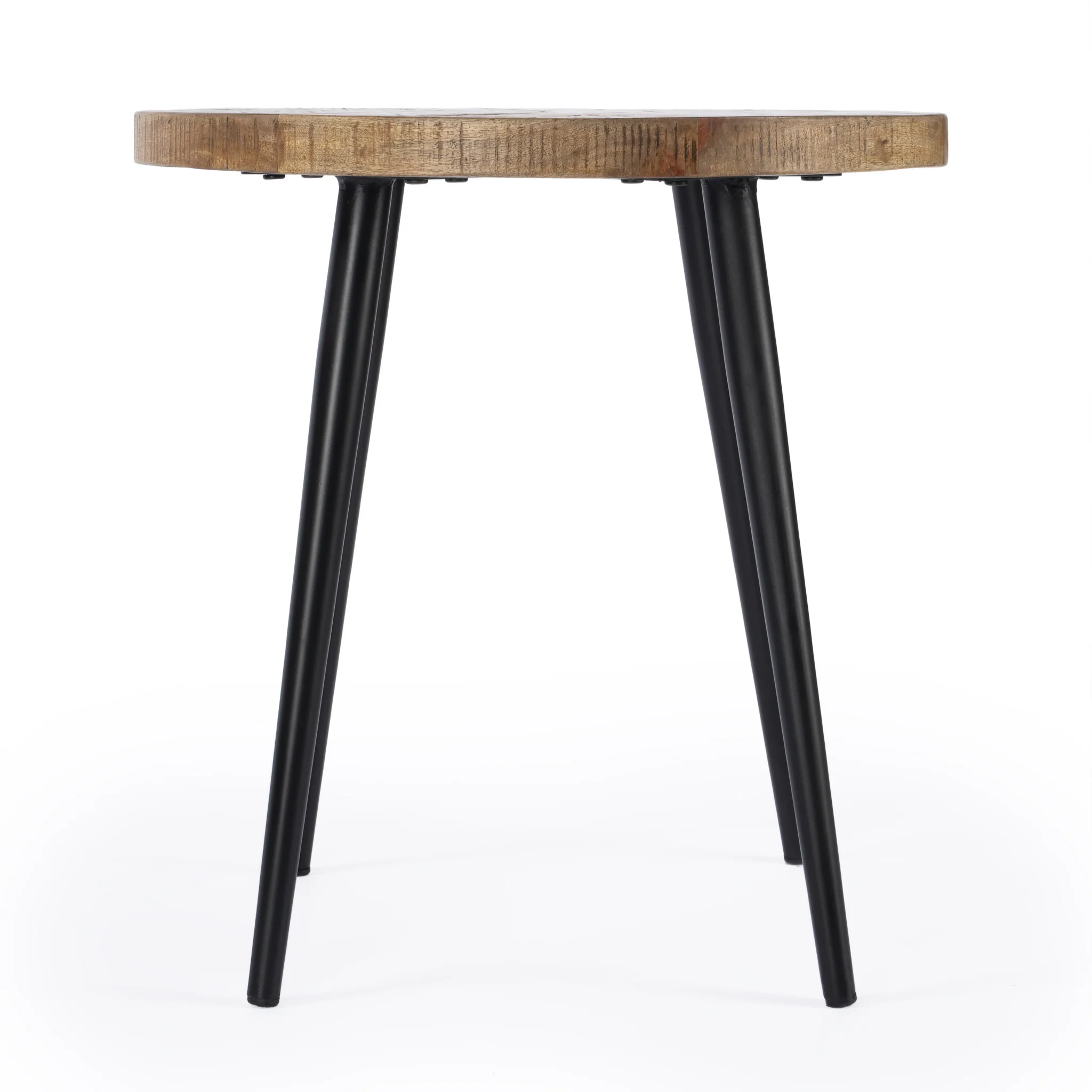 24" Brown Solid Wood and Black Round End Table By Homeroots - Image 3