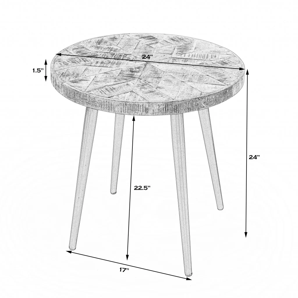 24" Brown Solid Wood and Black Round End Table By Homeroots - Image 7