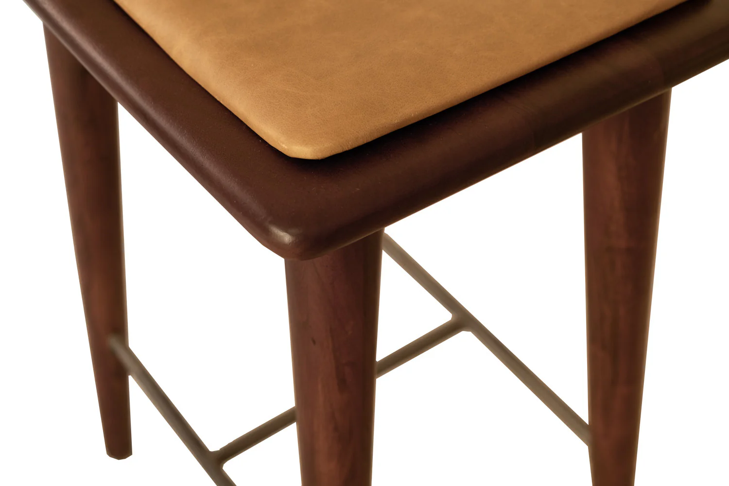 24" Brown Solid Wood and Leather Backless Counter Height Bar Chair By Homeroots - Image 4