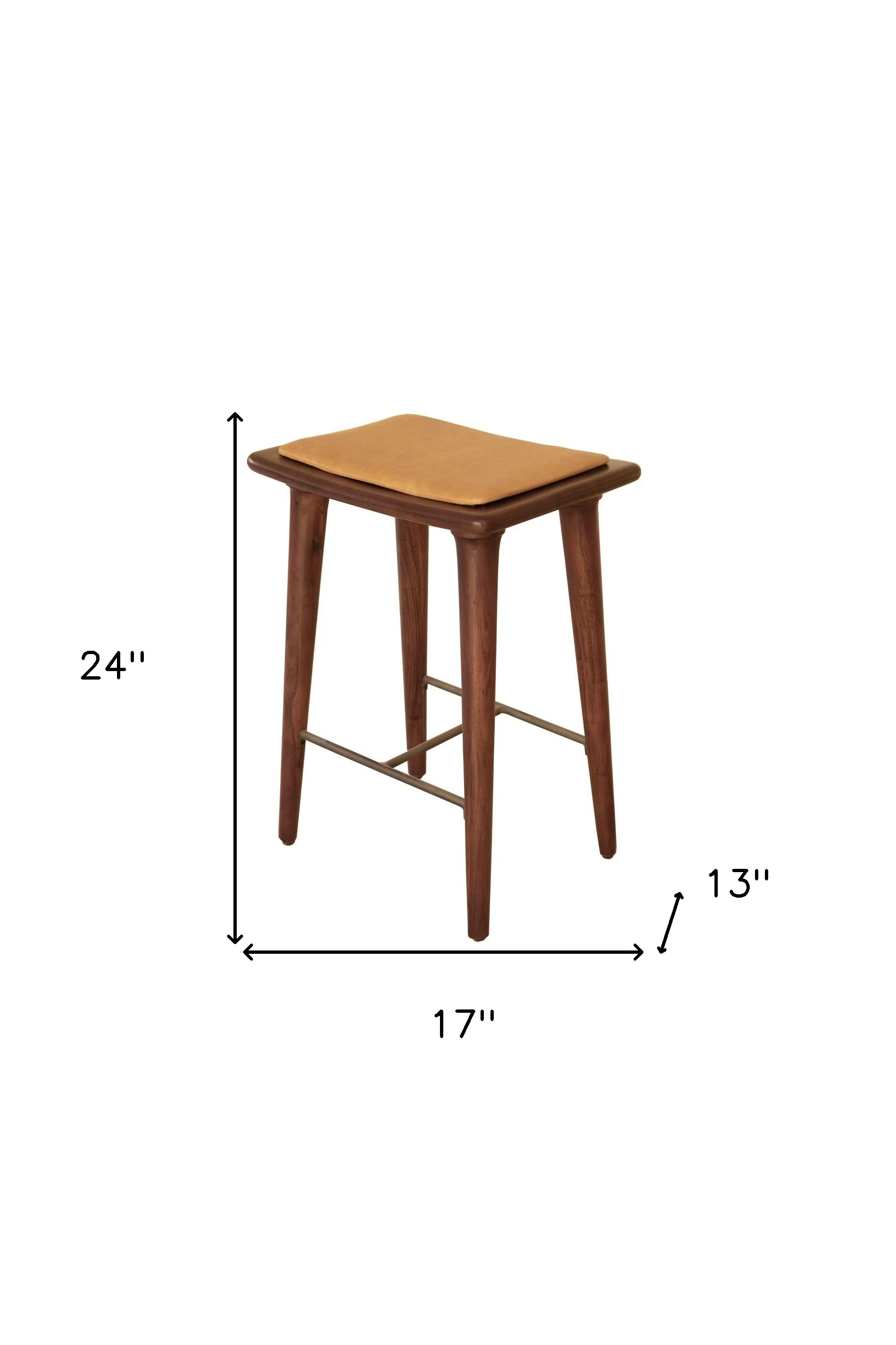 24" Brown Solid Wood and Leather Backless Counter Height Bar Chair By Homeroots - Image 7