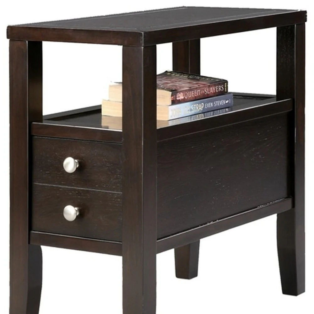 24" Brown Solid Wood Rectangular End Table With Two Drawers By Homeroots - Image 3