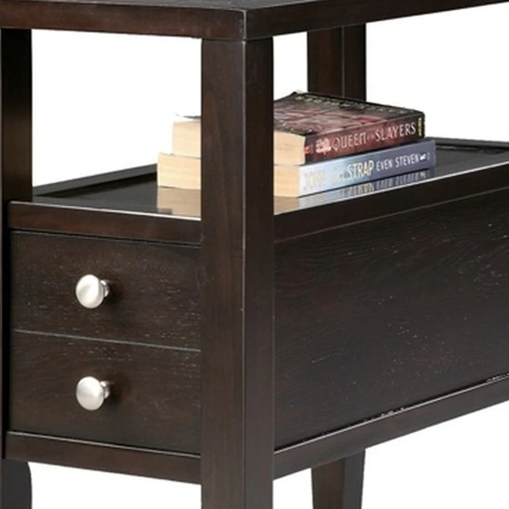 24" Brown Solid Wood Rectangular End Table With Two Drawers By Homeroots - Image 4