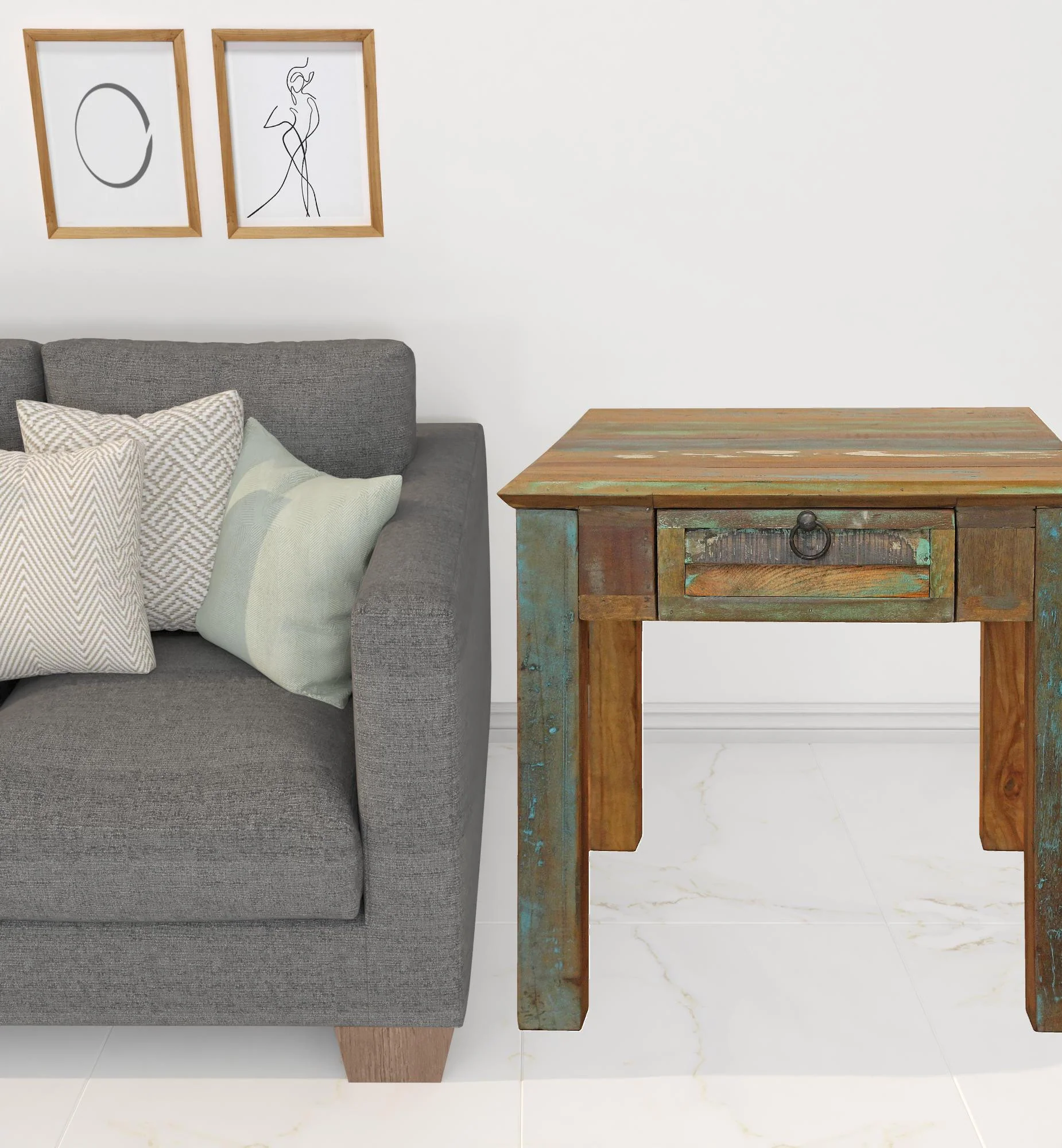 24" Brown Solid Wood Square End Table With Drawer By Homeroots - Image 5