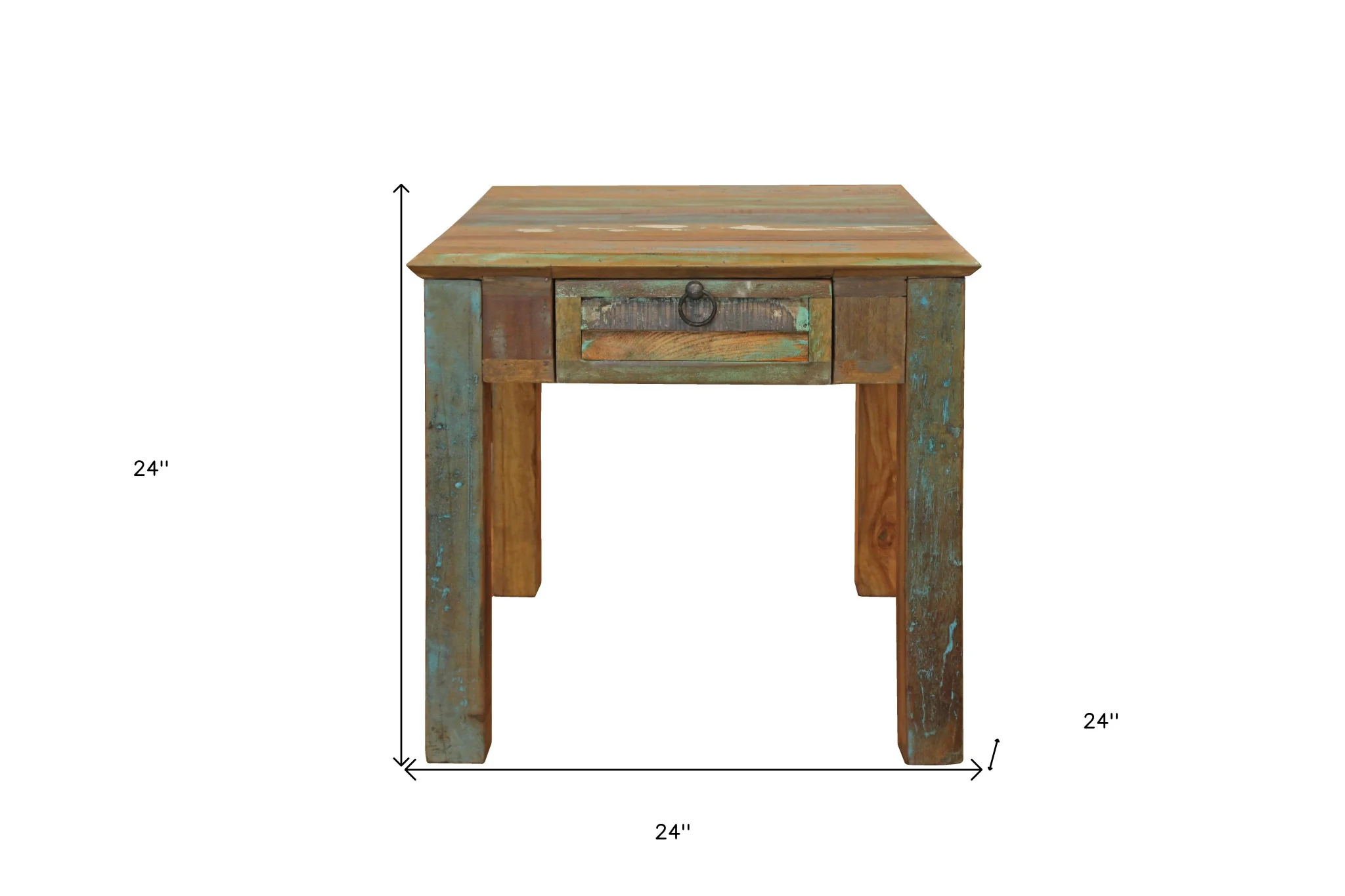 24" Brown Solid Wood Square End Table With Drawer By Homeroots - Image 8