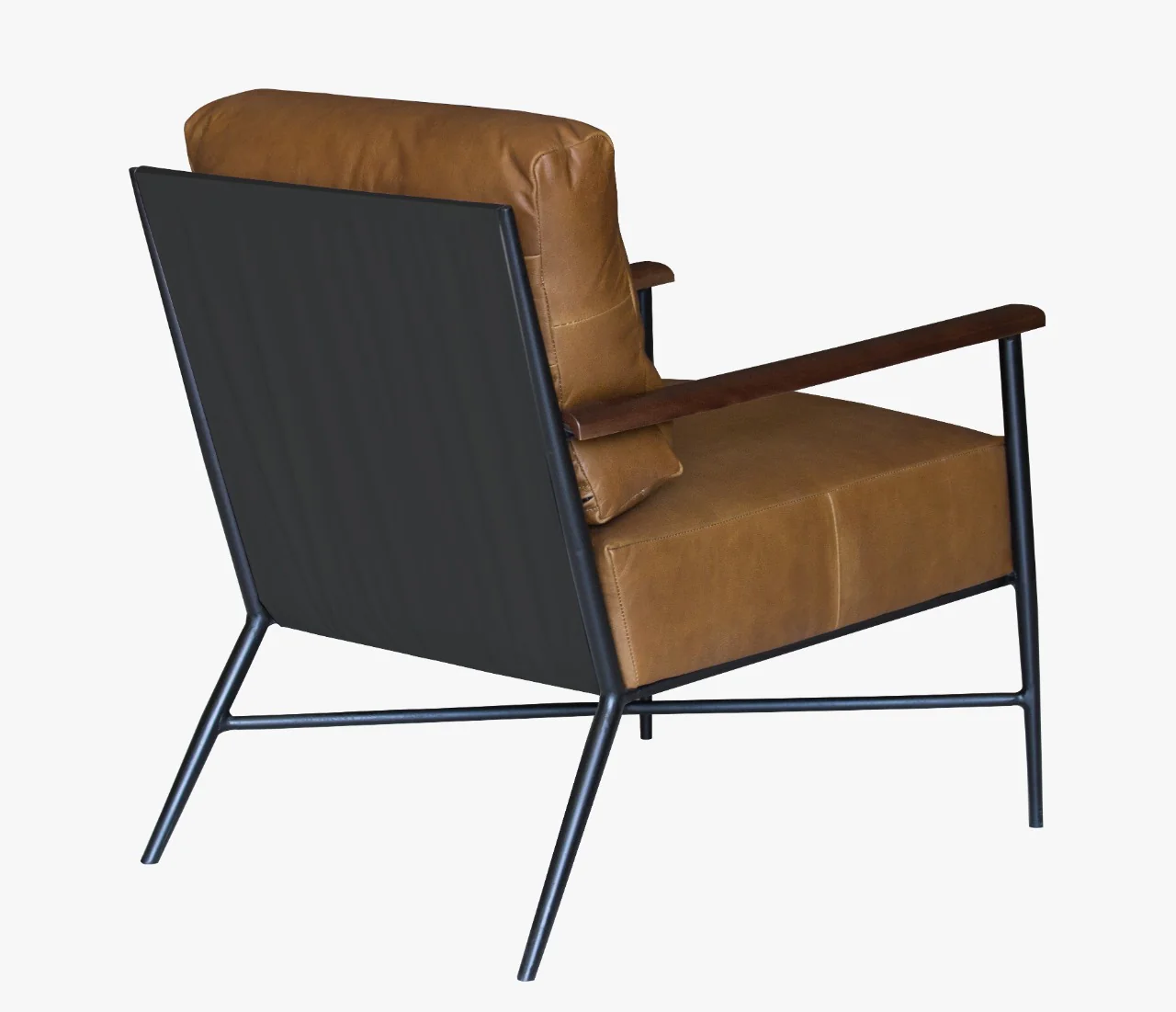 24" Brown Top Grain Leather And Black Solid Color Arm Chair By Homeroots - Image 3