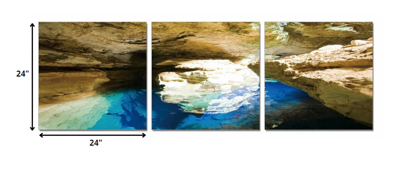 24" Canvas 3 Panels Blue Grotto Color Photo By Homeroots - Image 2