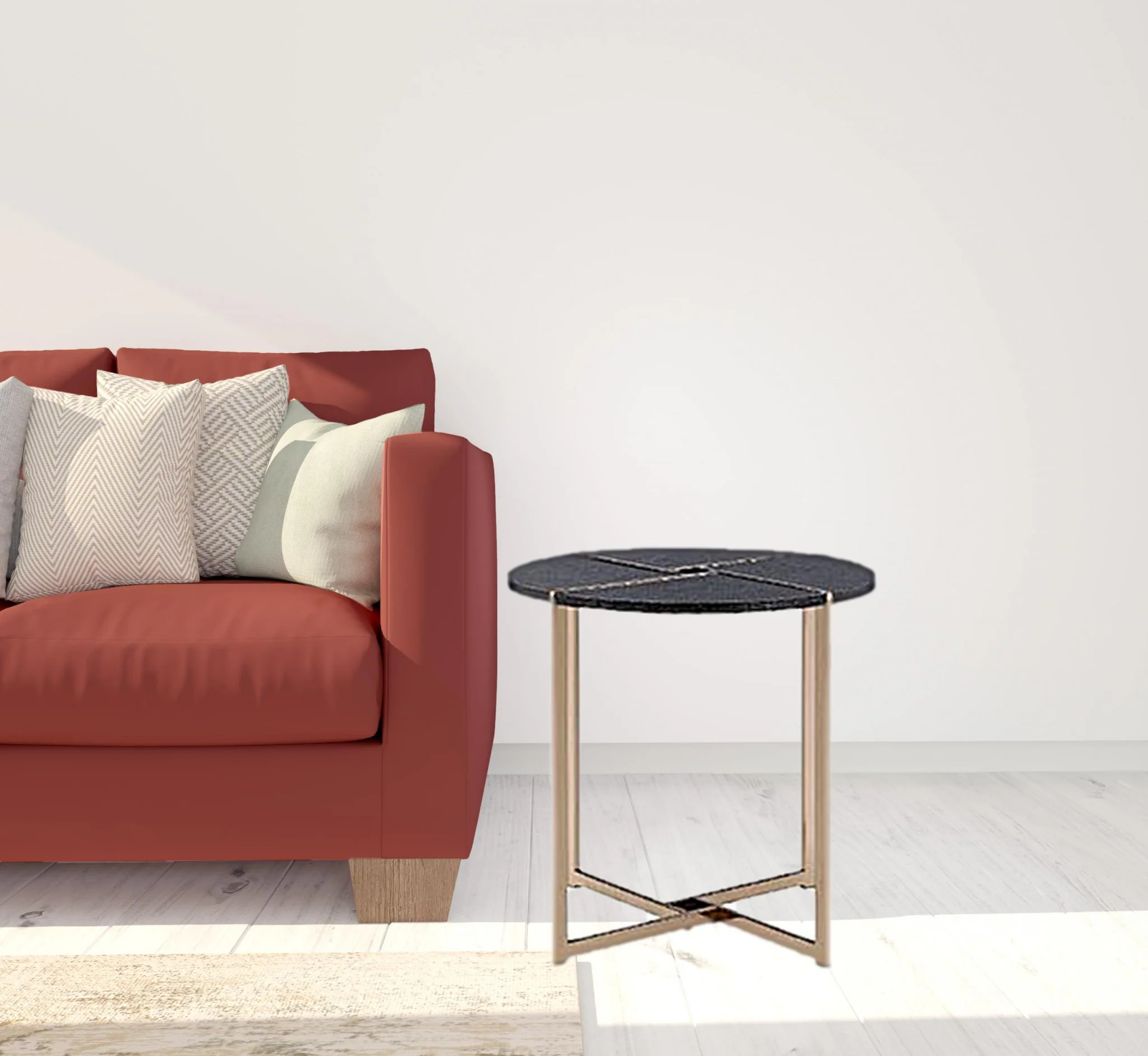 24" Champagne And Black Manufactured Wood And Metal Round End Table By Homeroots - Image 2