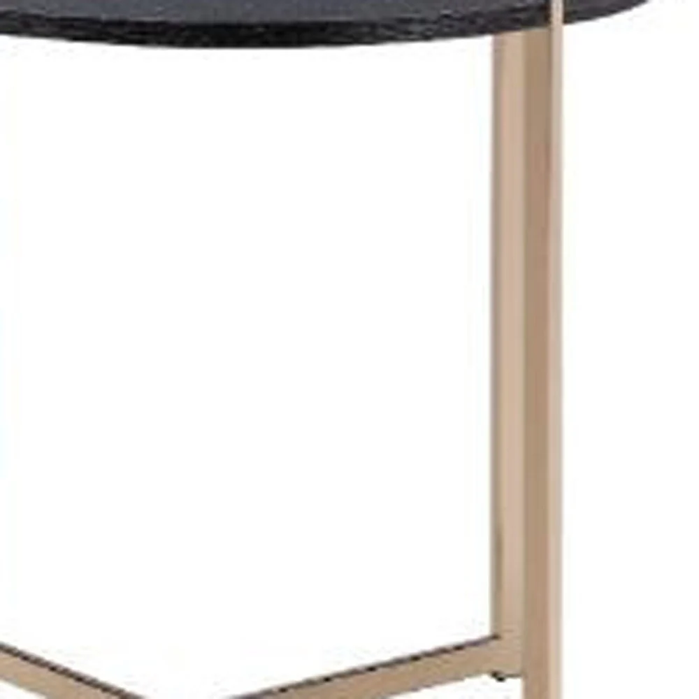 24" Champagne And Black Manufactured Wood And Metal Round End Table By Homeroots - Image 3