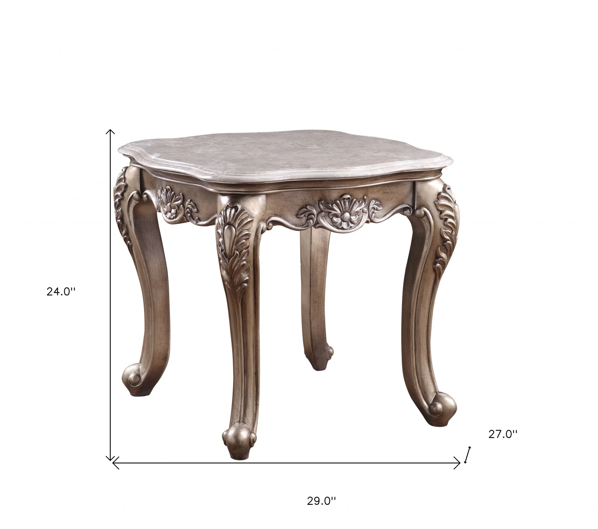 24" Champagne And Marble Polyresin Rectangular End Table By Homeroots - Image 7