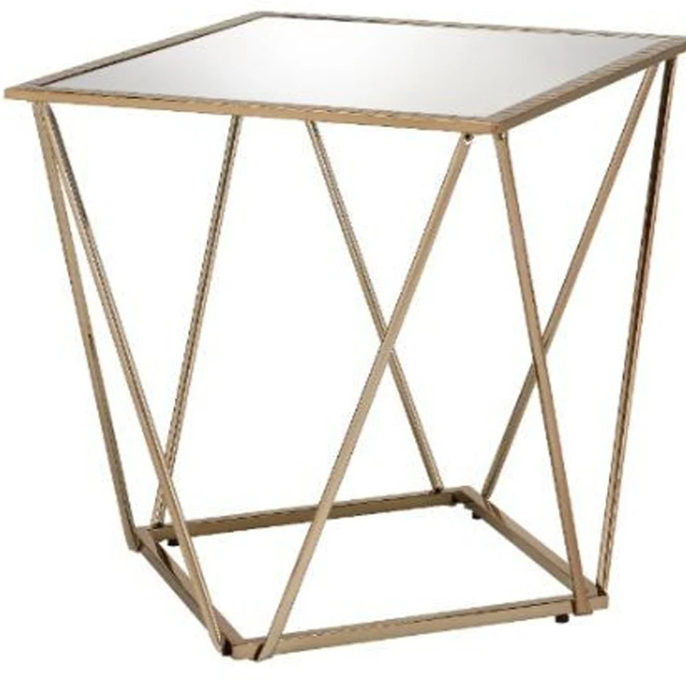 24" Champagne And Silver Glass And Metal Square Mirrored End Table By Homeroots - Image 4