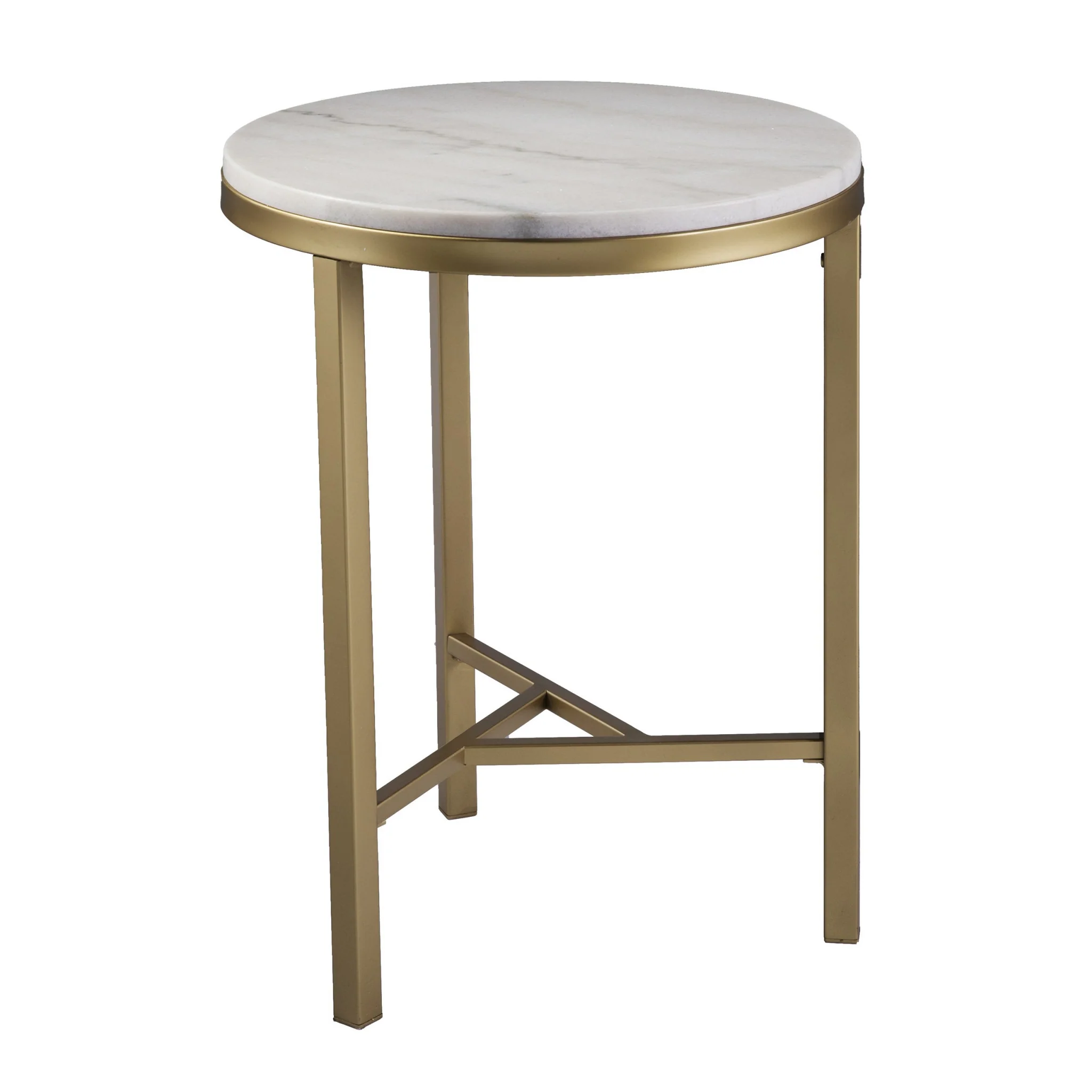 24" Champagne Genuine Marble Look And Iron Rectangular End Table By Homeroots - Image 2
