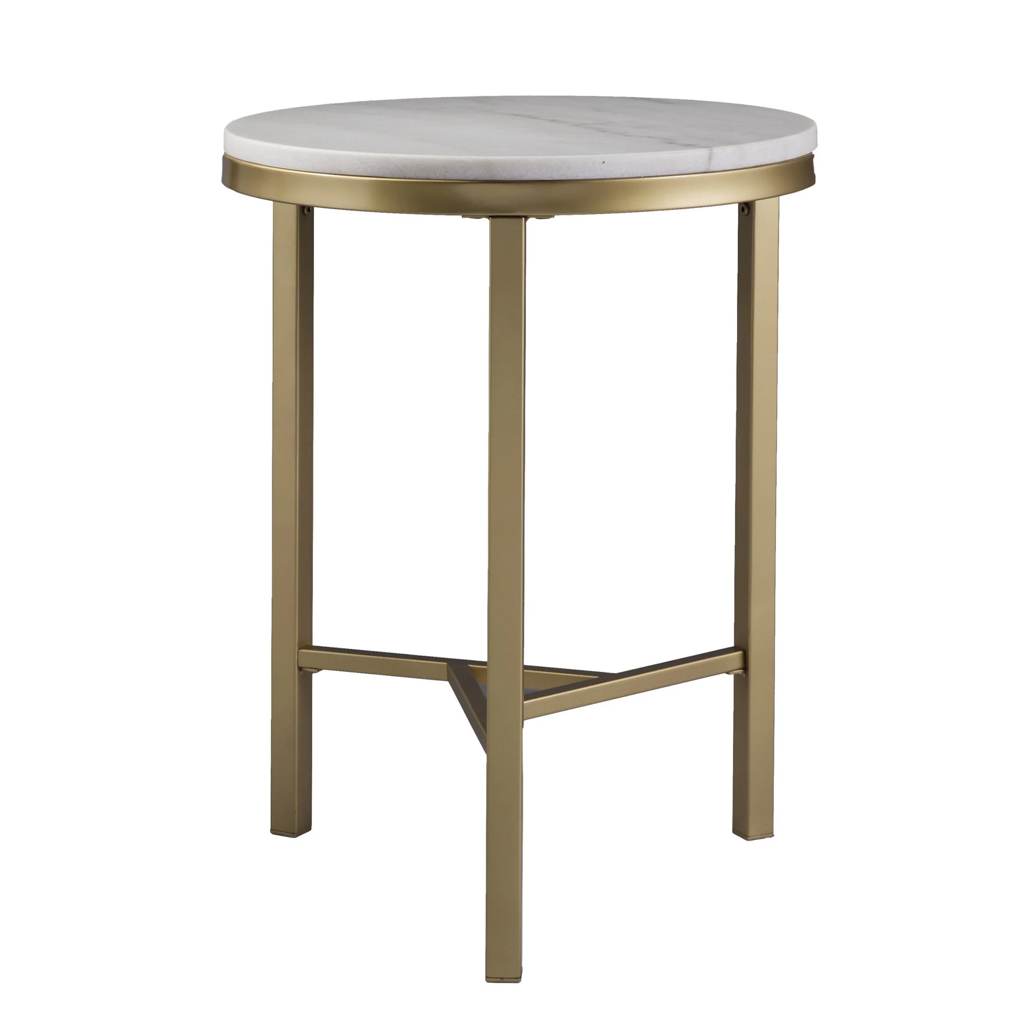 24" Champagne Genuine Marble Look And Iron Rectangular End Table By Homeroots - Image 3