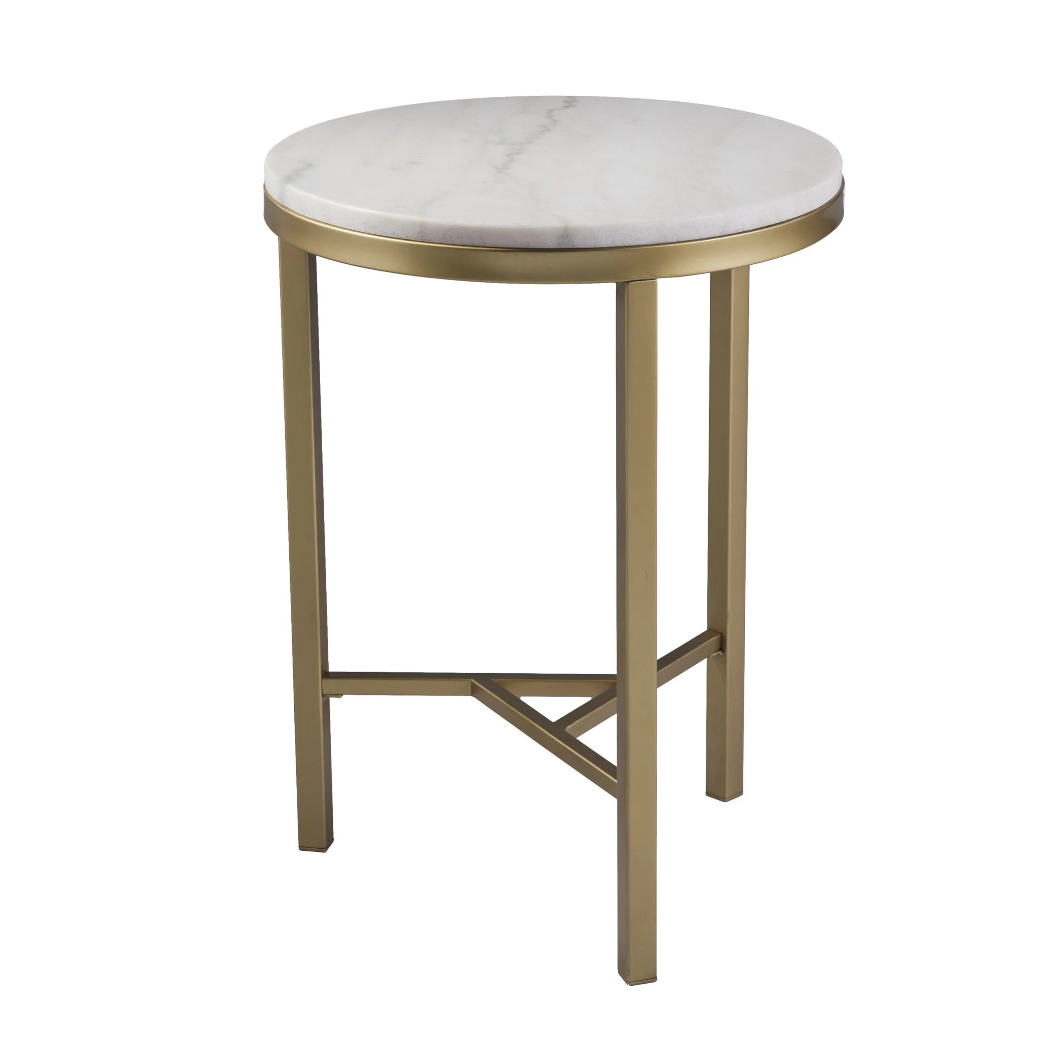 24" Champagne Genuine Marble Look And Iron Rectangular End Table By Homeroots - Image 4