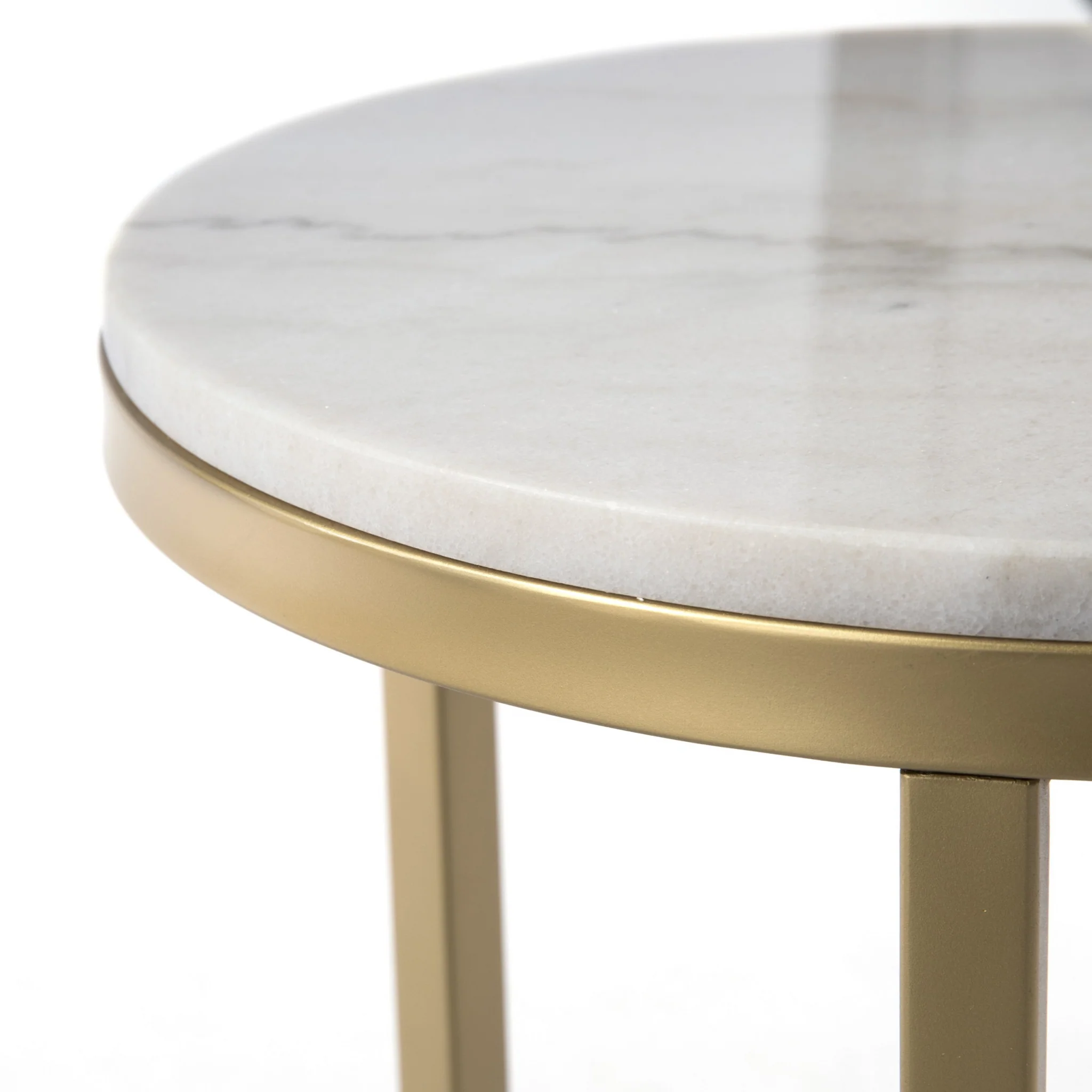 24" Champagne Genuine Marble Look And Iron Rectangular End Table By Homeroots - Image 6