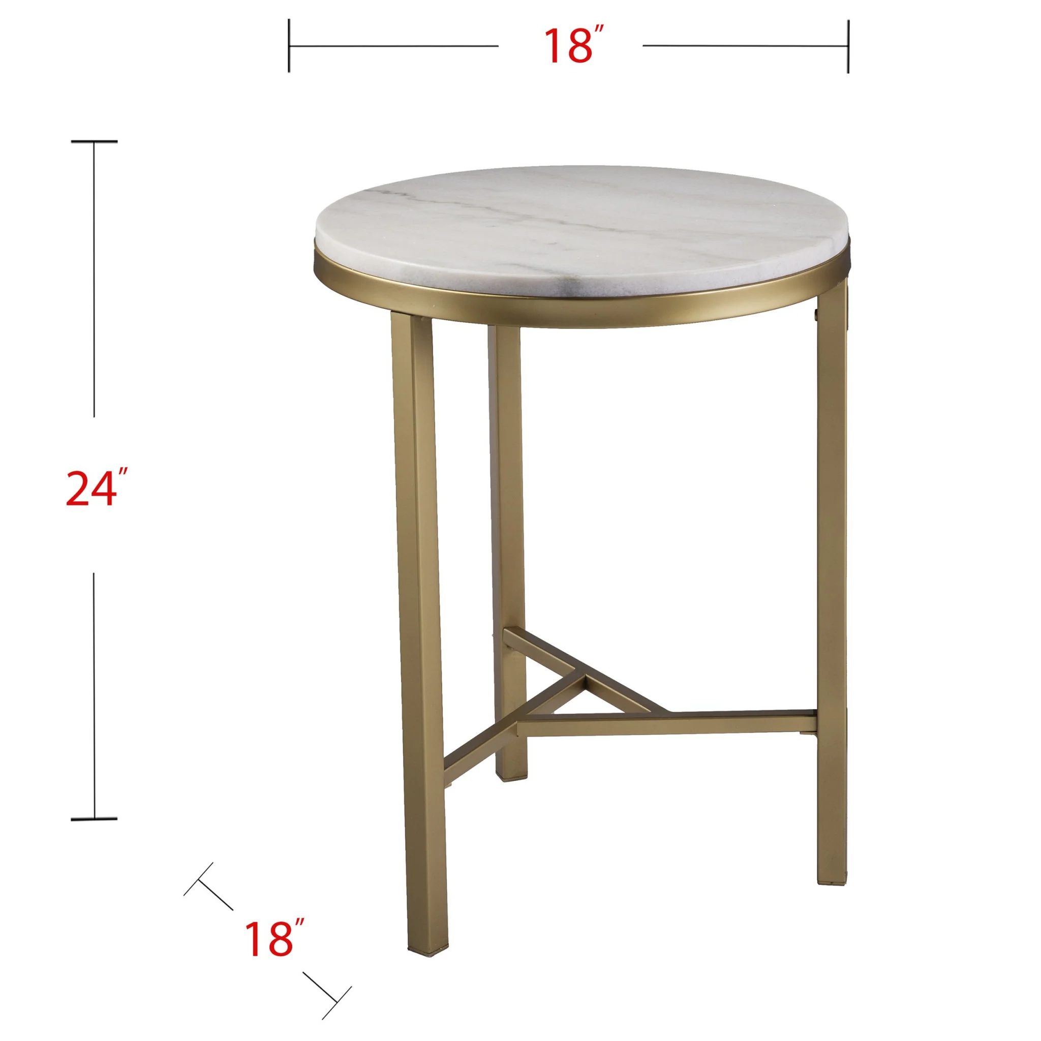 24" Champagne Genuine Marble Look And Iron Rectangular End Table By Homeroots - Image 7