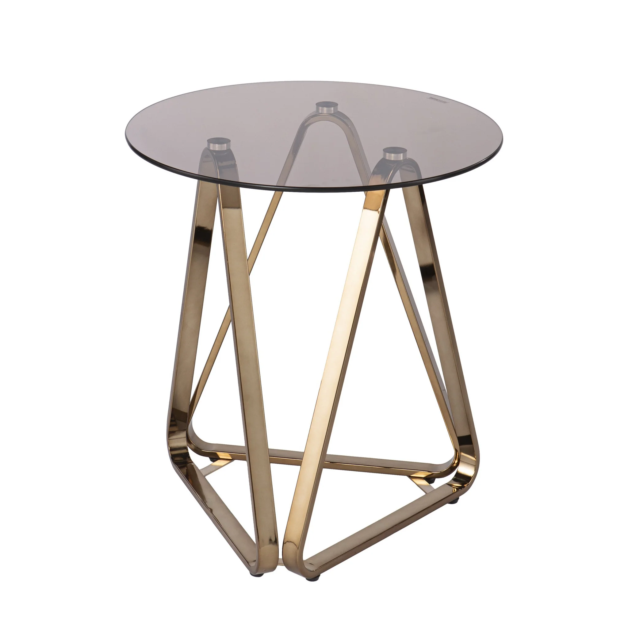 24" Champagne Glass And Iron Round End Table By Homeroots - Image 3