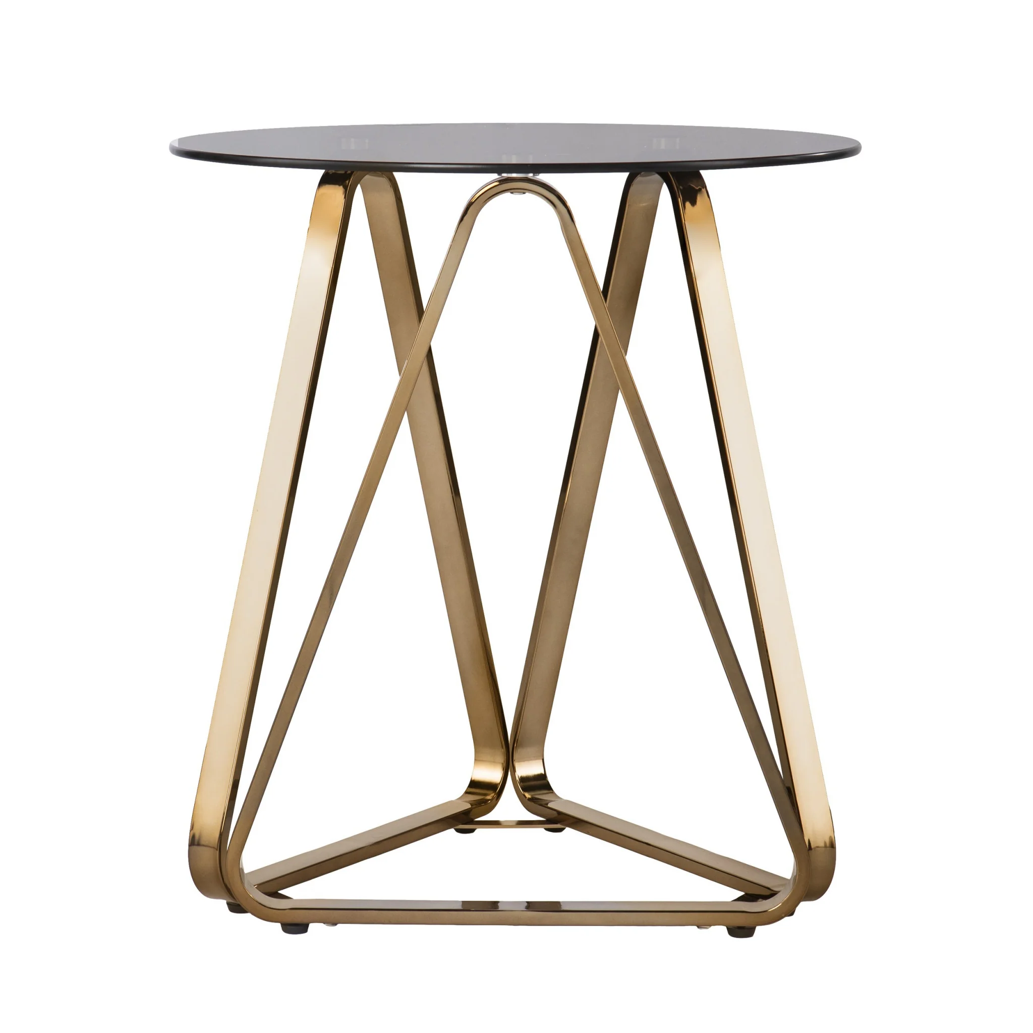 24" Champagne Glass And Iron Round End Table By Homeroots - Image 4