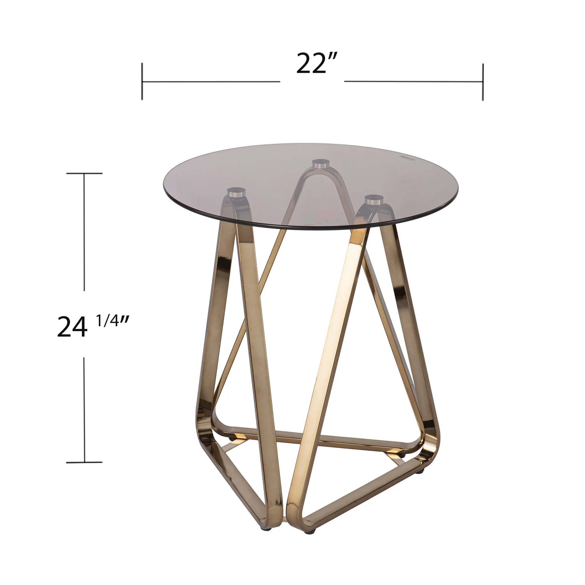 24" Champagne Glass And Iron Round End Table By Homeroots - Image 6