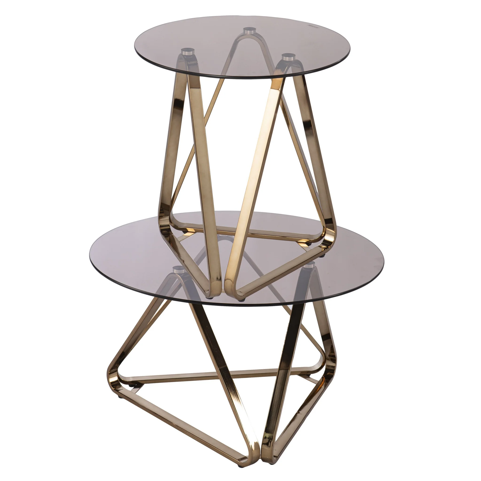 24" Champagne Glass And Iron Round End Table By Homeroots - Image 7