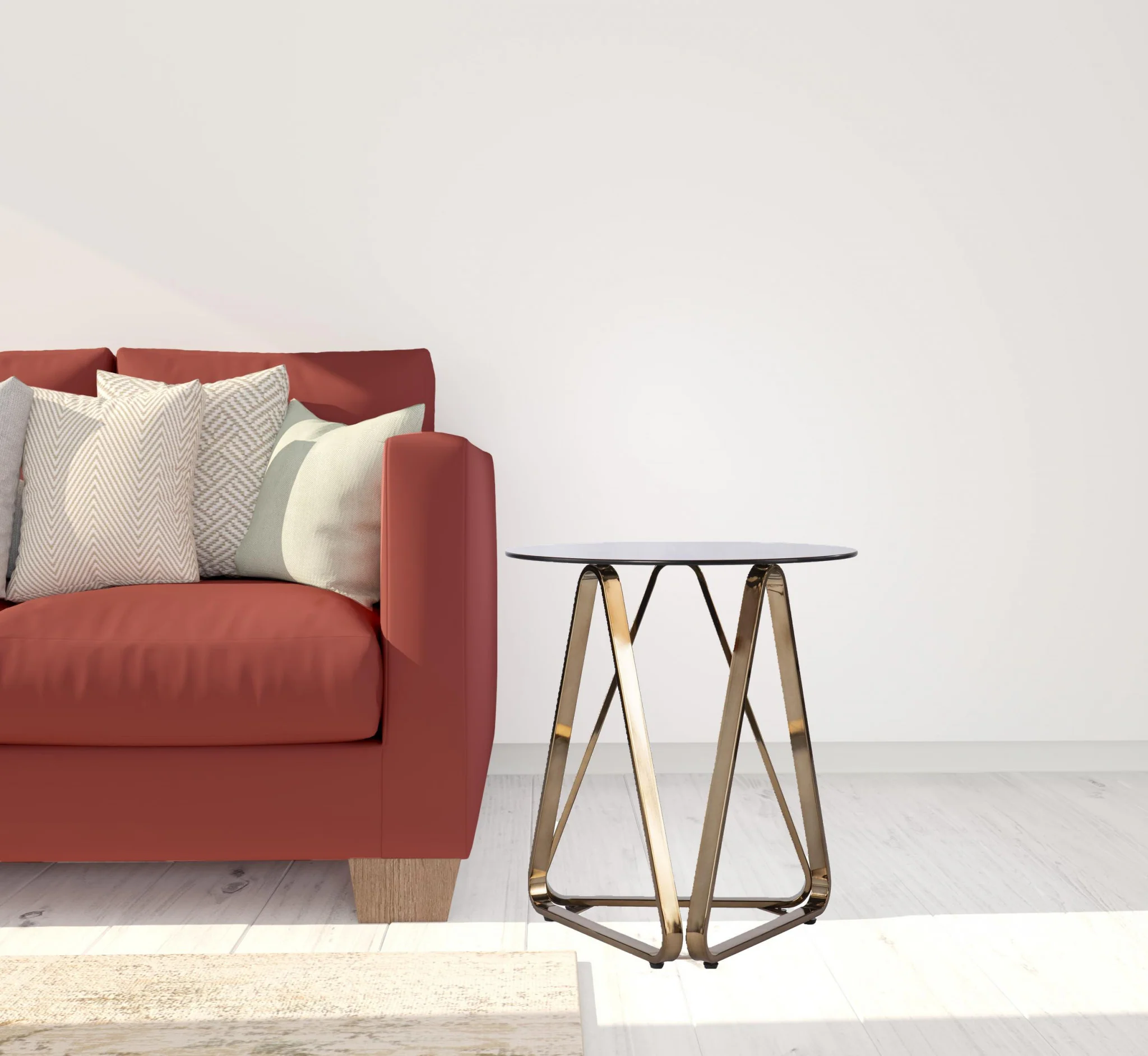 24" Champagne Glass And Iron Round End Table By Homeroots - Image 8