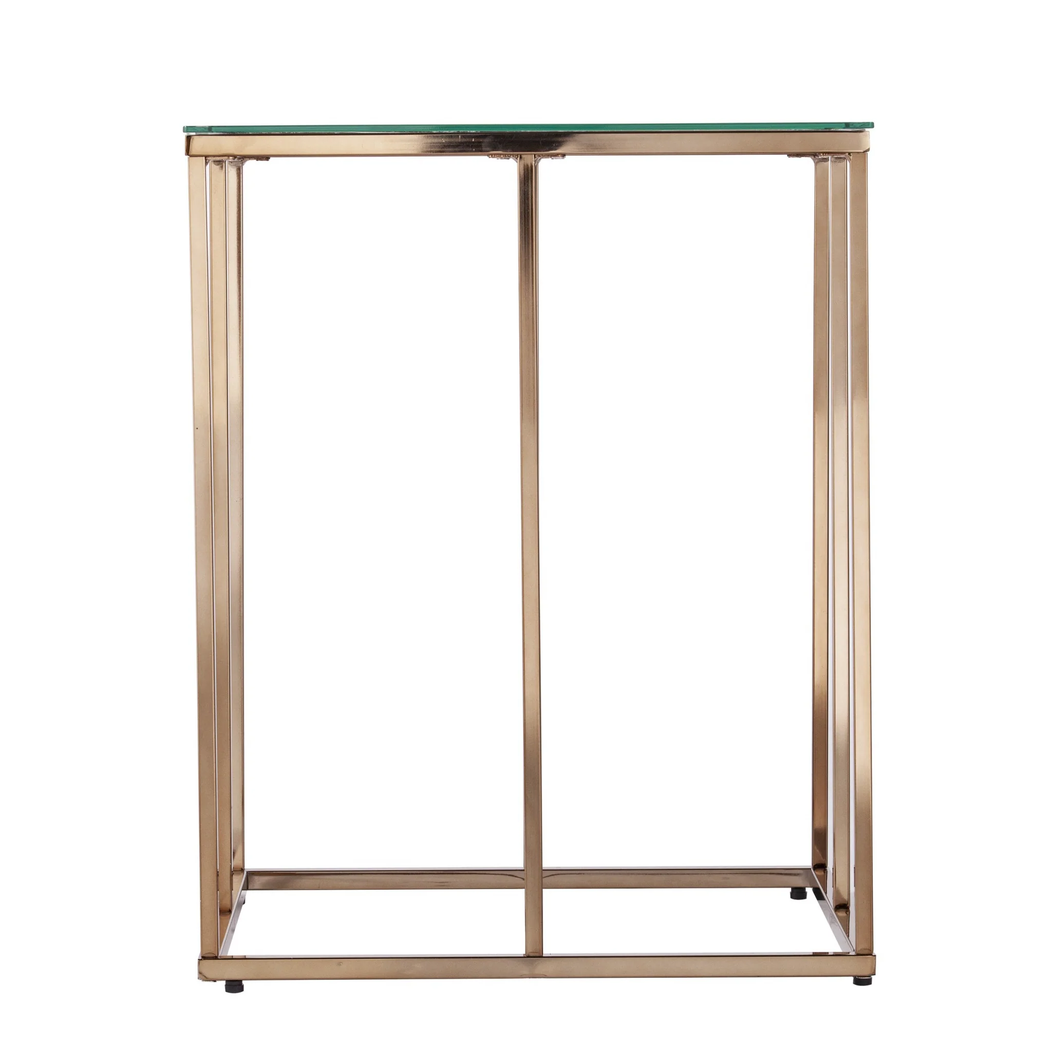 24" Champagne Glass And Iron Square End Table By Homeroots - Image 2