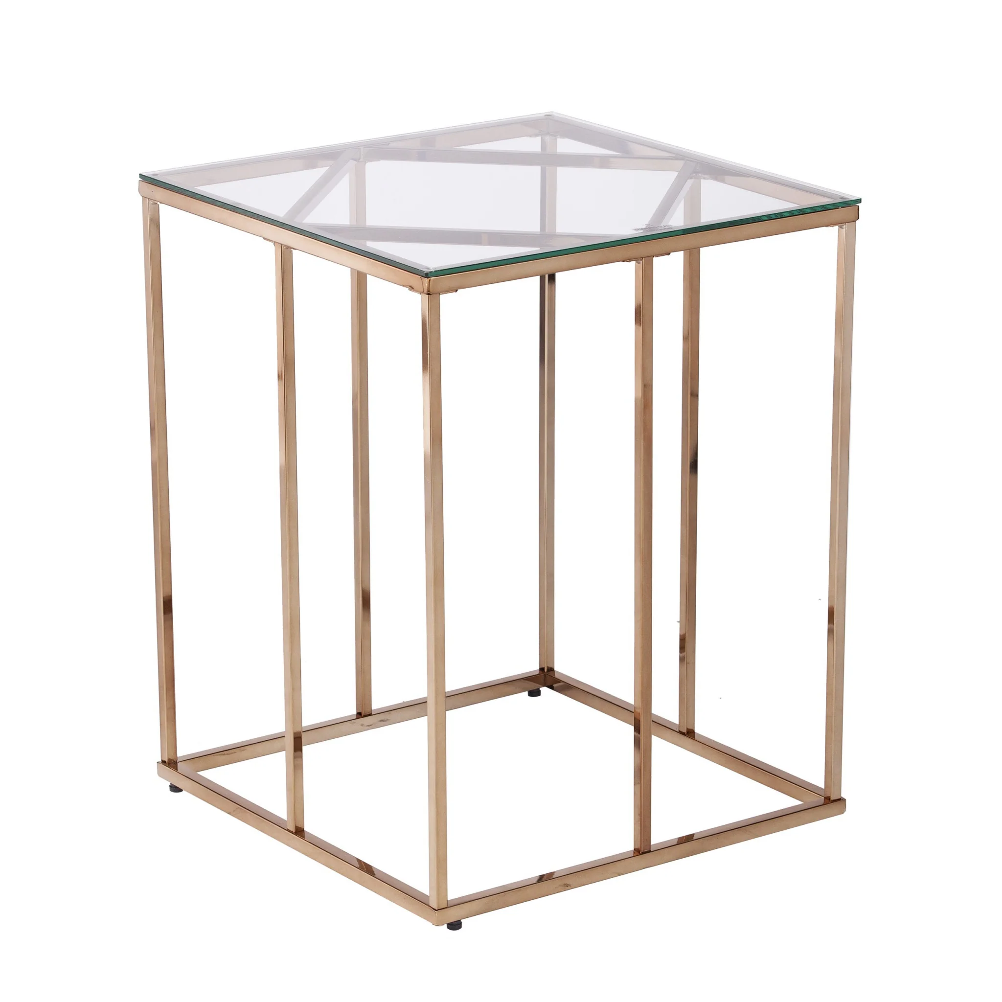 24" Champagne Glass And Iron Square End Table By Homeroots - Image 3