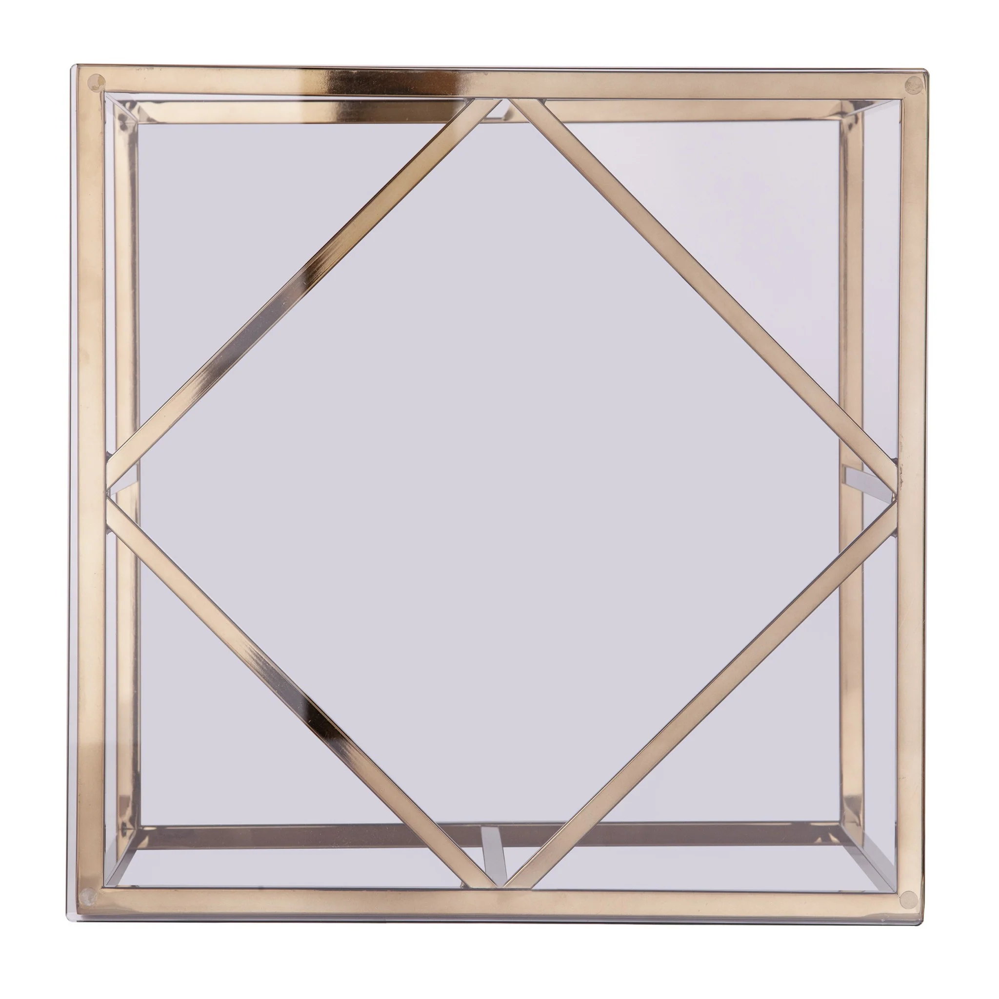 24" Champagne Glass And Iron Square End Table By Homeroots - Image 4