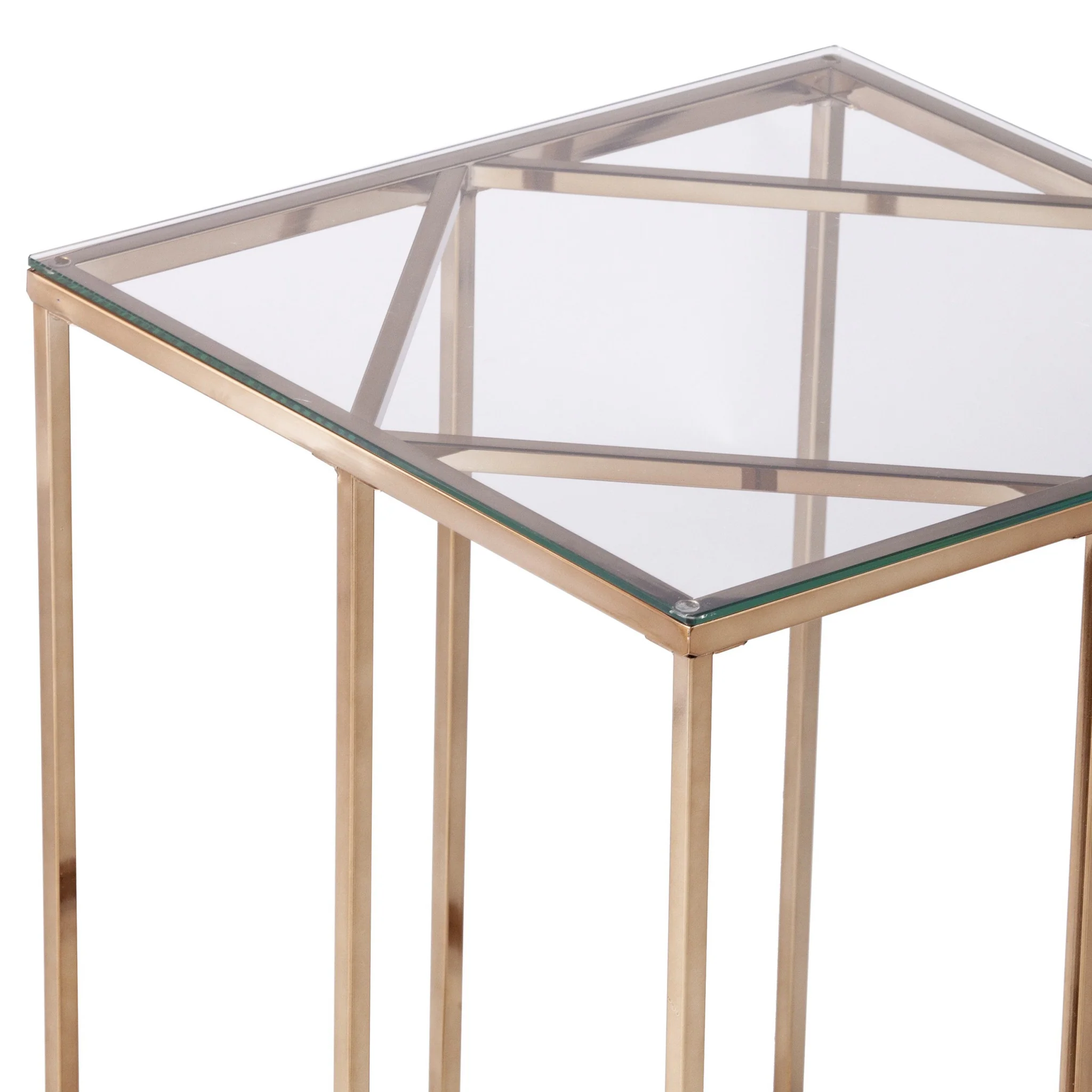 24" Champagne Glass And Iron Square End Table By Homeroots - Image 5