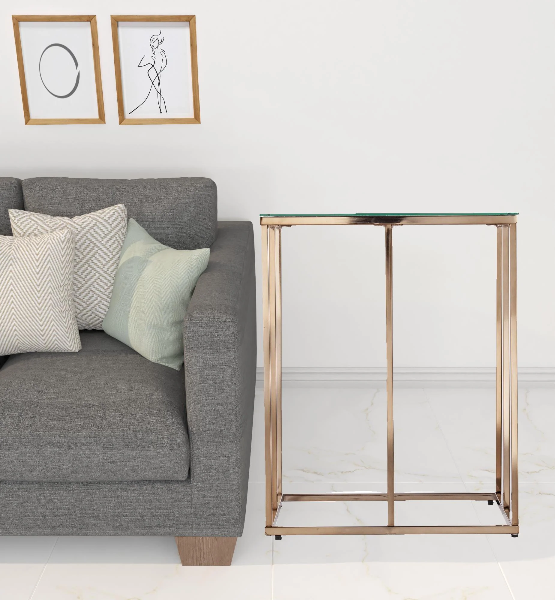 24" Champagne Glass And Iron Square End Table By Homeroots - Image 7