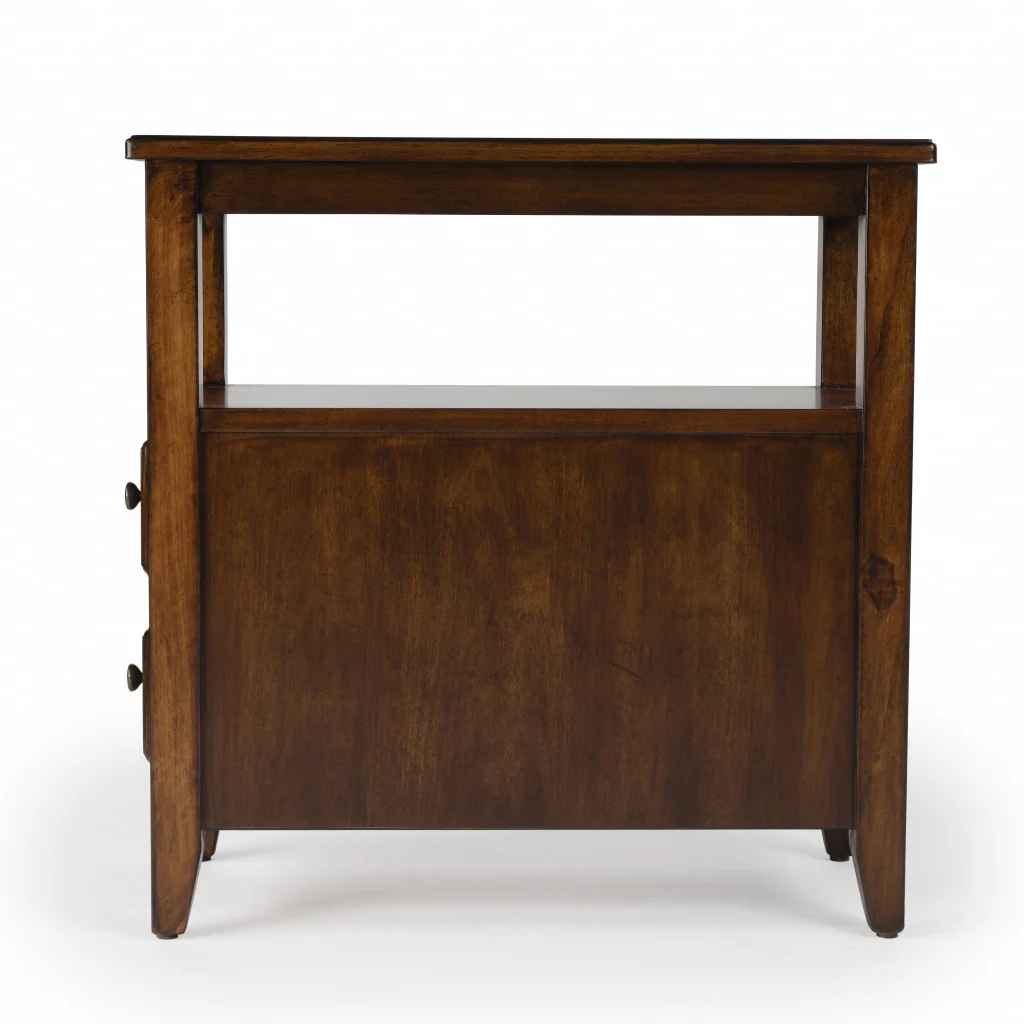 24" Cherry Brown Narrow End Table With Two Drawers And Shelf By Homeroots - Image 5