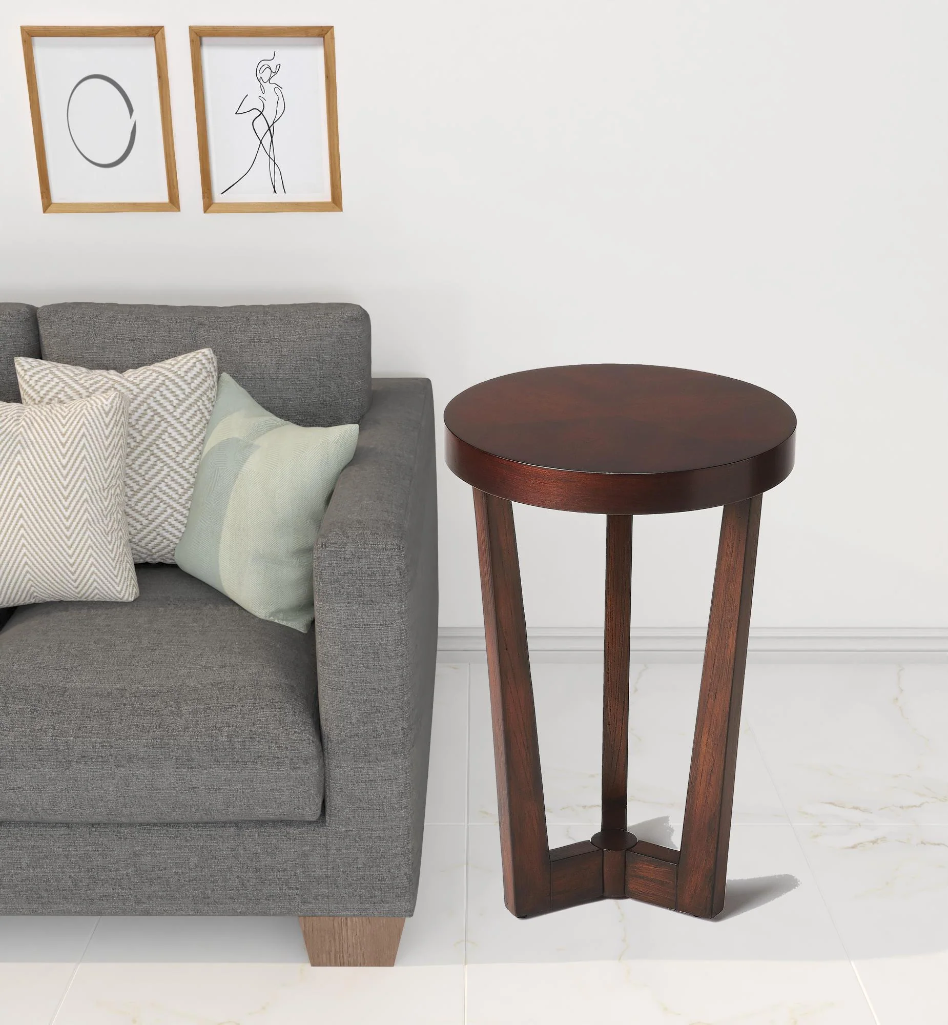 24" Cherry Manufactured Wood Round End Table By Homeroots - Image 2