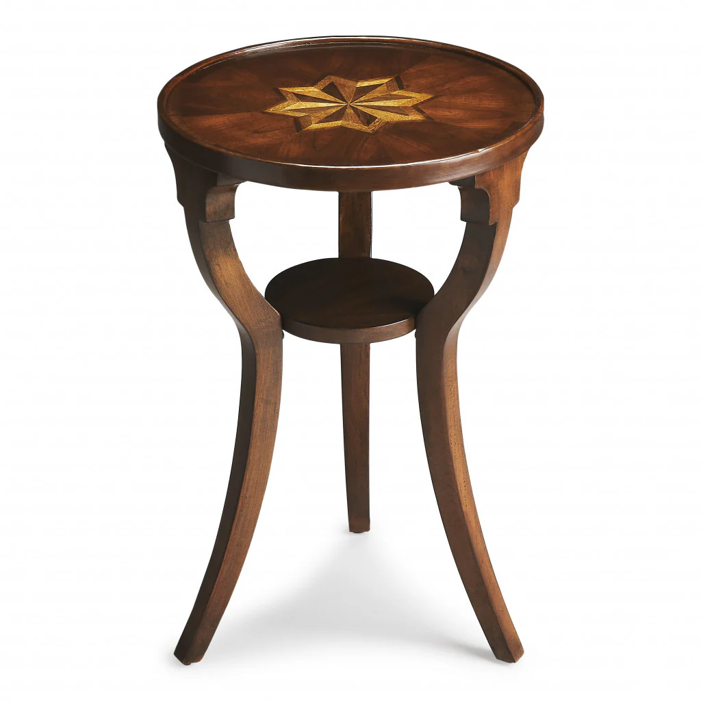 24" Cherry Manufactured Wood Round End Table With Shelf By Homeroots - Image 4