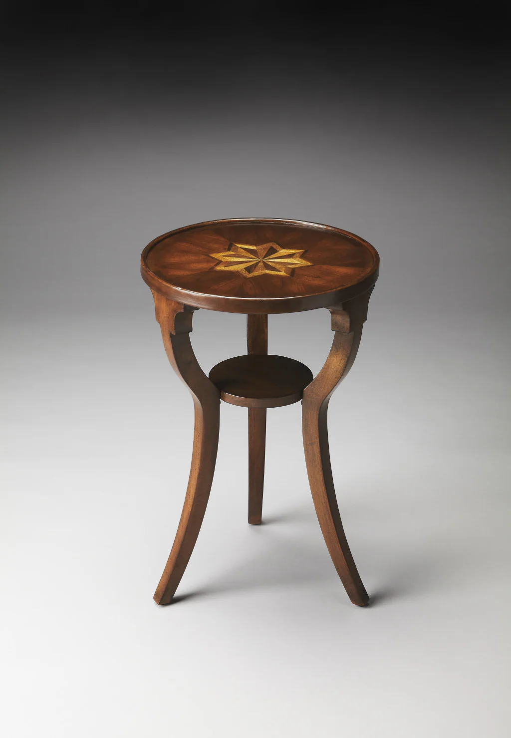 24" Cherry Manufactured Wood Round End Table With Shelf By Homeroots - Image 7